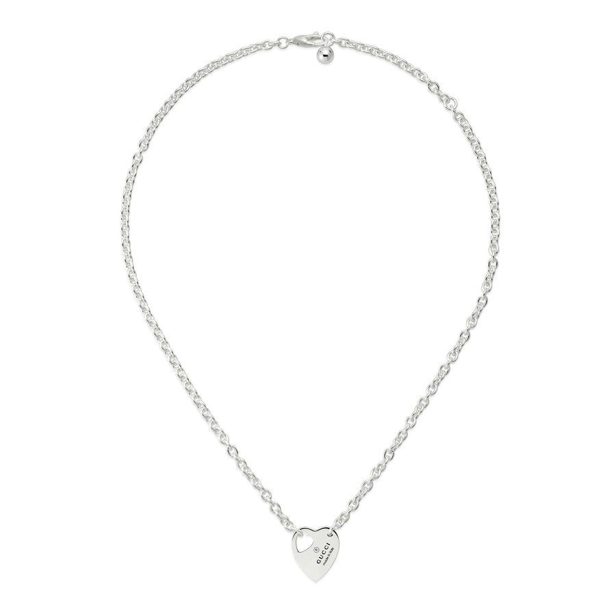 Trademark Necklace in sterling silver with heart motif and Gucci trademark detail_40/45 cm YBB796363001