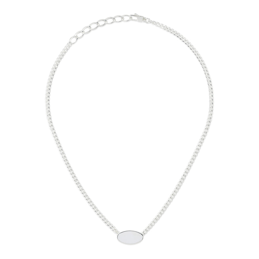 Trademark Necklace with oval tag in sterling silver_40-45cm tag 20 mm YBB797142001