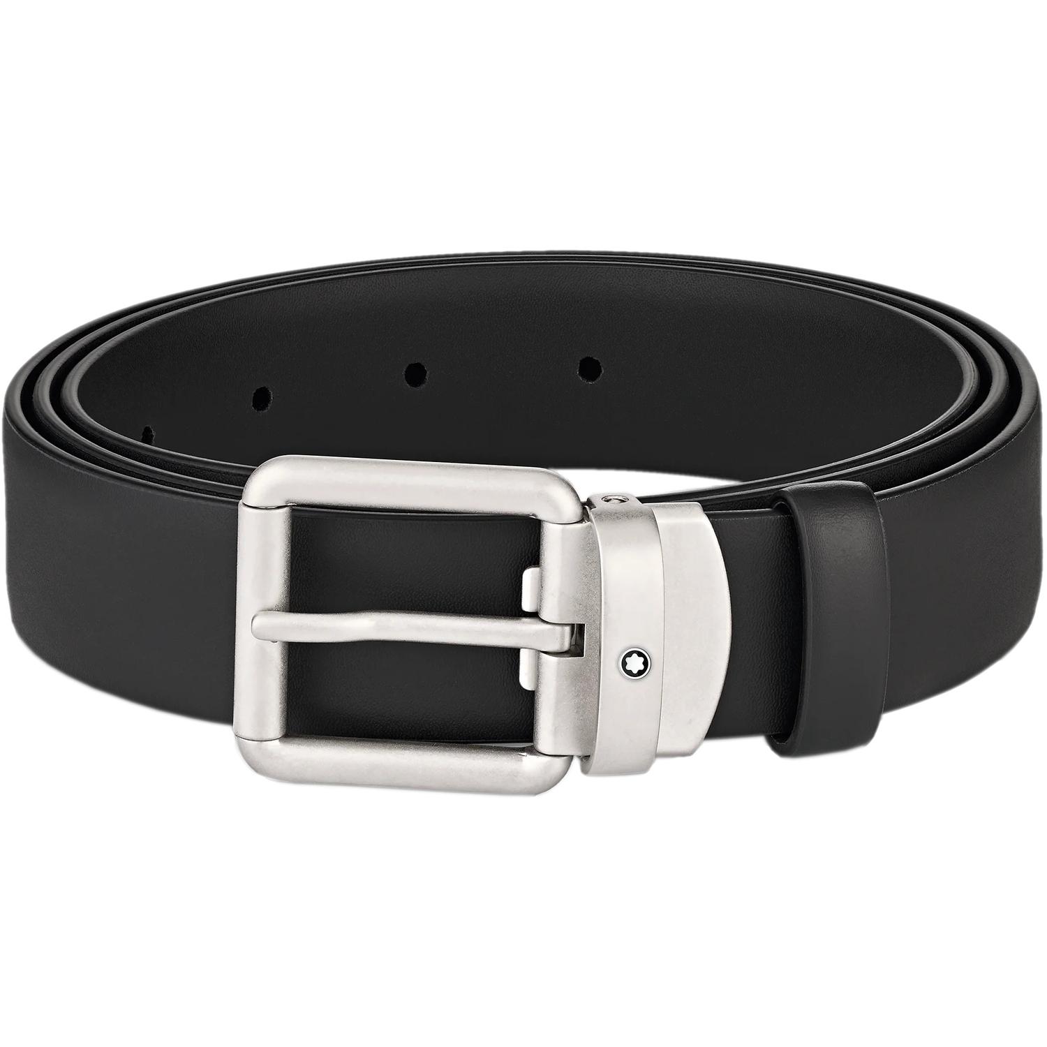 MONT BLANC - 129453 - Cintura in pelle nera da 30 mm