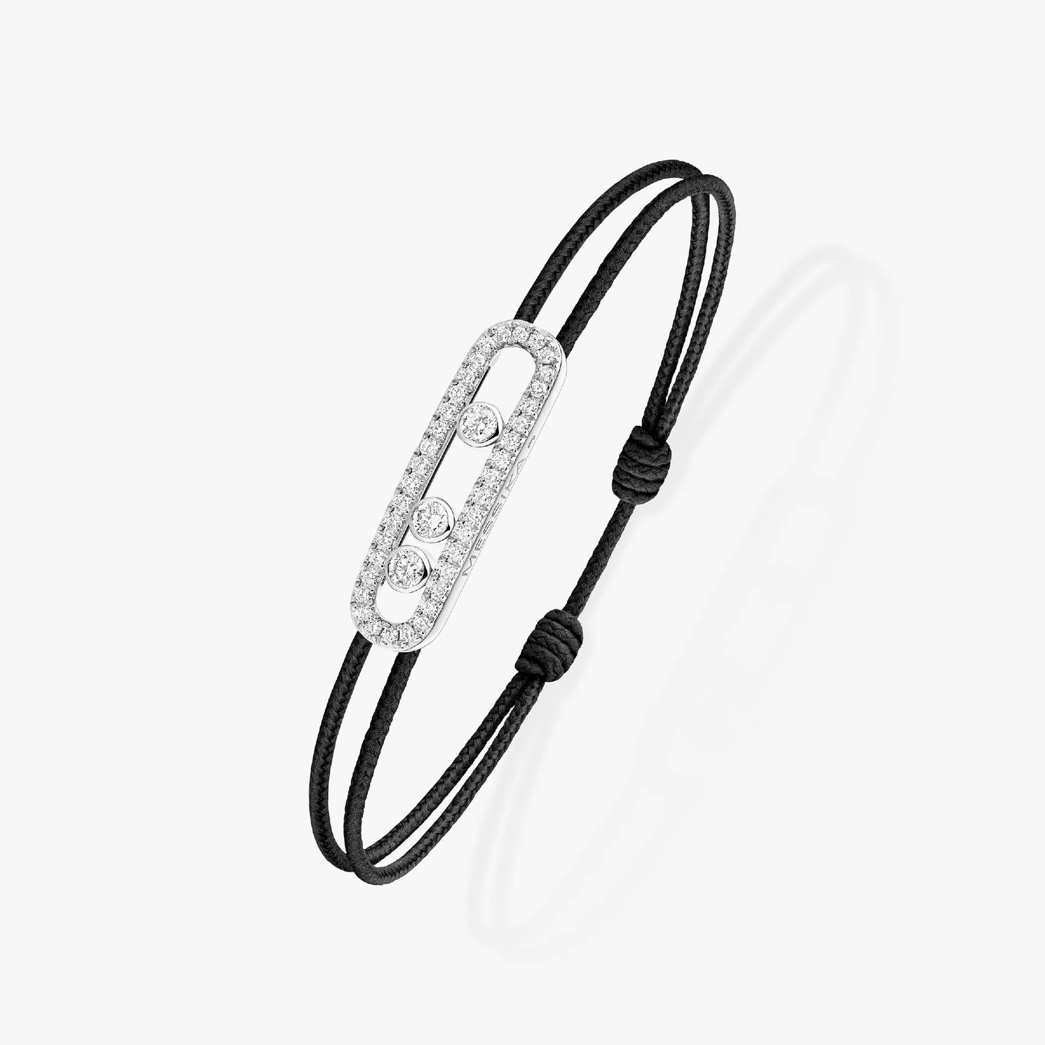 Messika - 14141-WG - Messika CARE(S) Black Cord Pavé Bracelet
