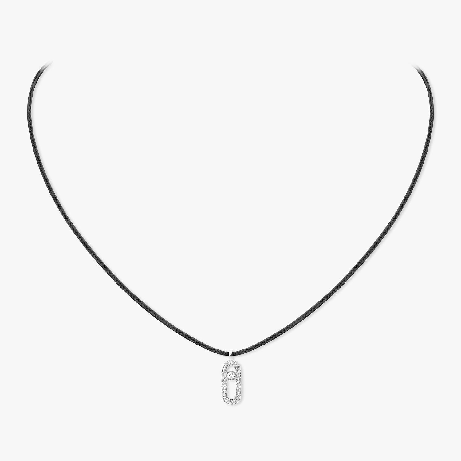 Messika - 14142-WG - Messika CARE(S) Black Cord Pavé Necklace