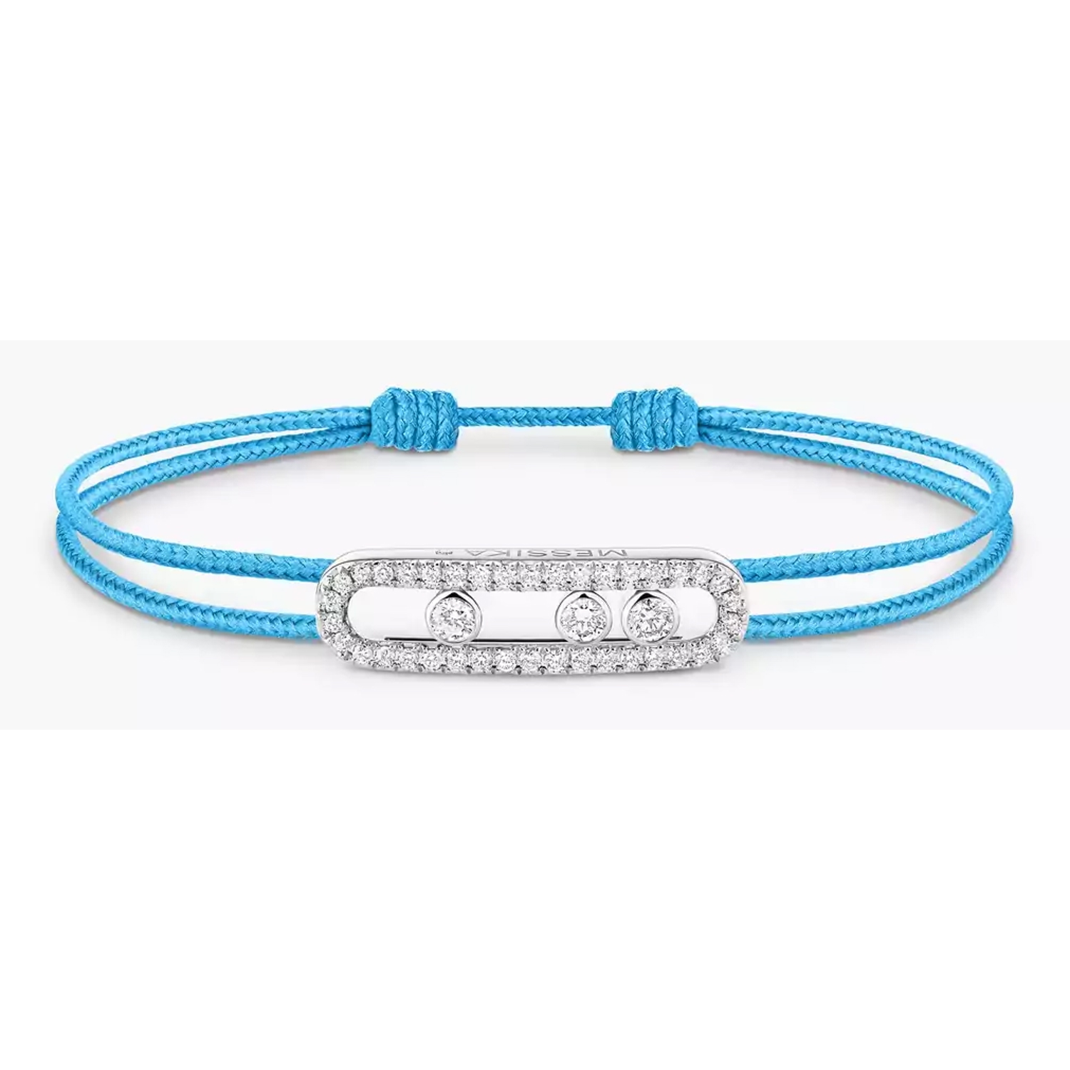 MESSIKA - 14657-WG - Cordino Messika CARE(S) blu con pavé - Oro bianco Diamante bracciale