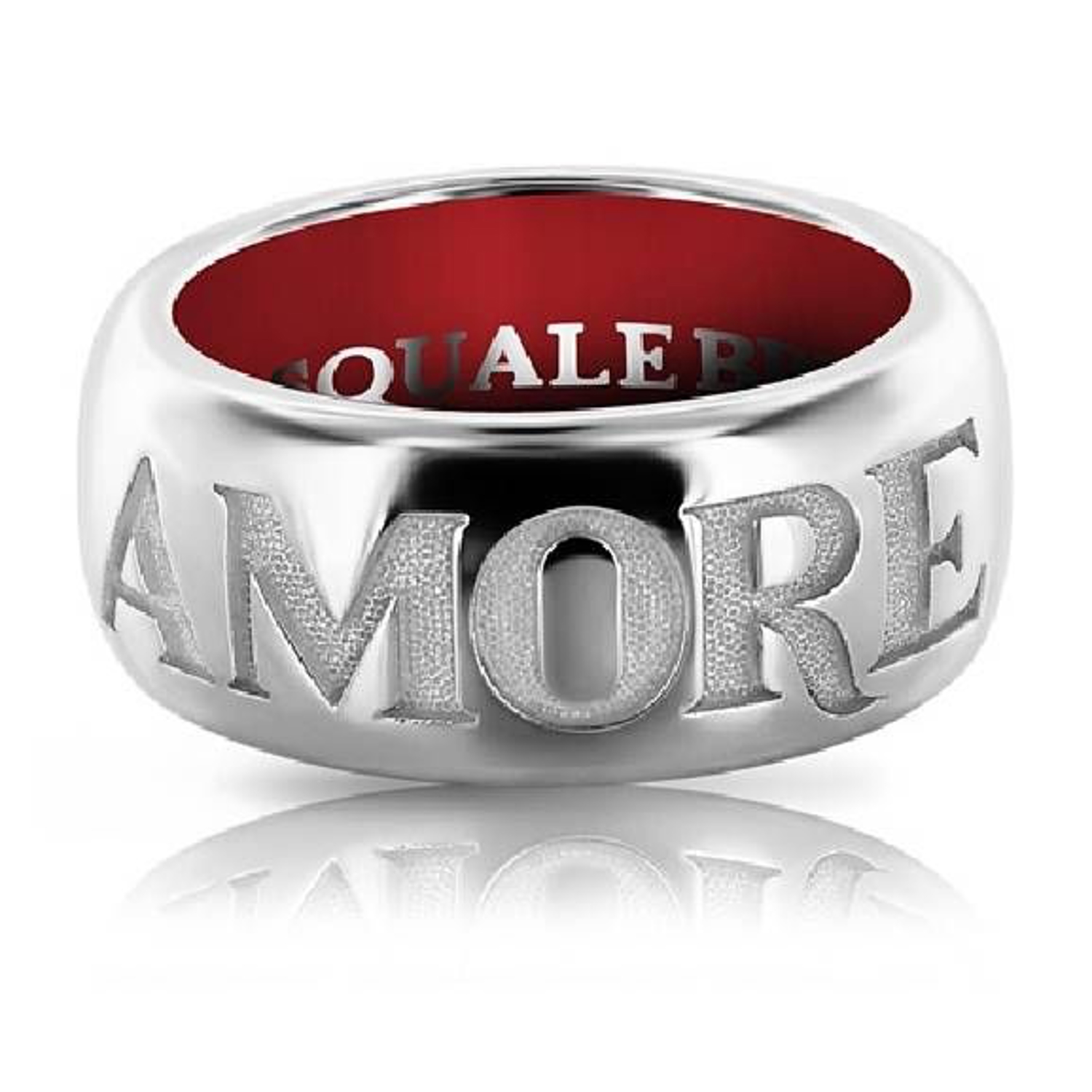 PASQUALE BRUNI - 14990B - Anello Amore in oro bianco e smalto rosso, misura 54