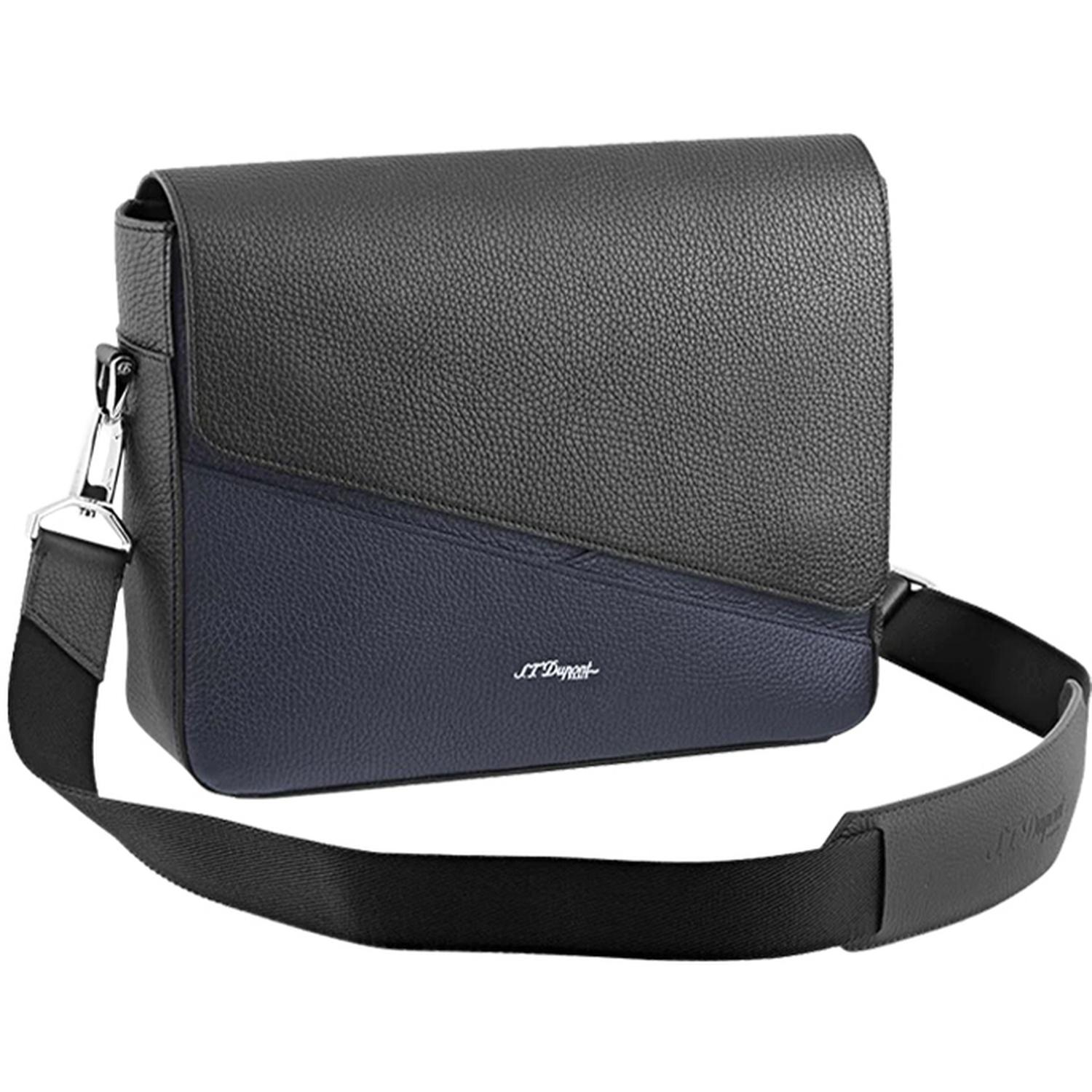 DUPONT - 181344 - s. t. borsa messenger neo capsule granulata blu navy e nero