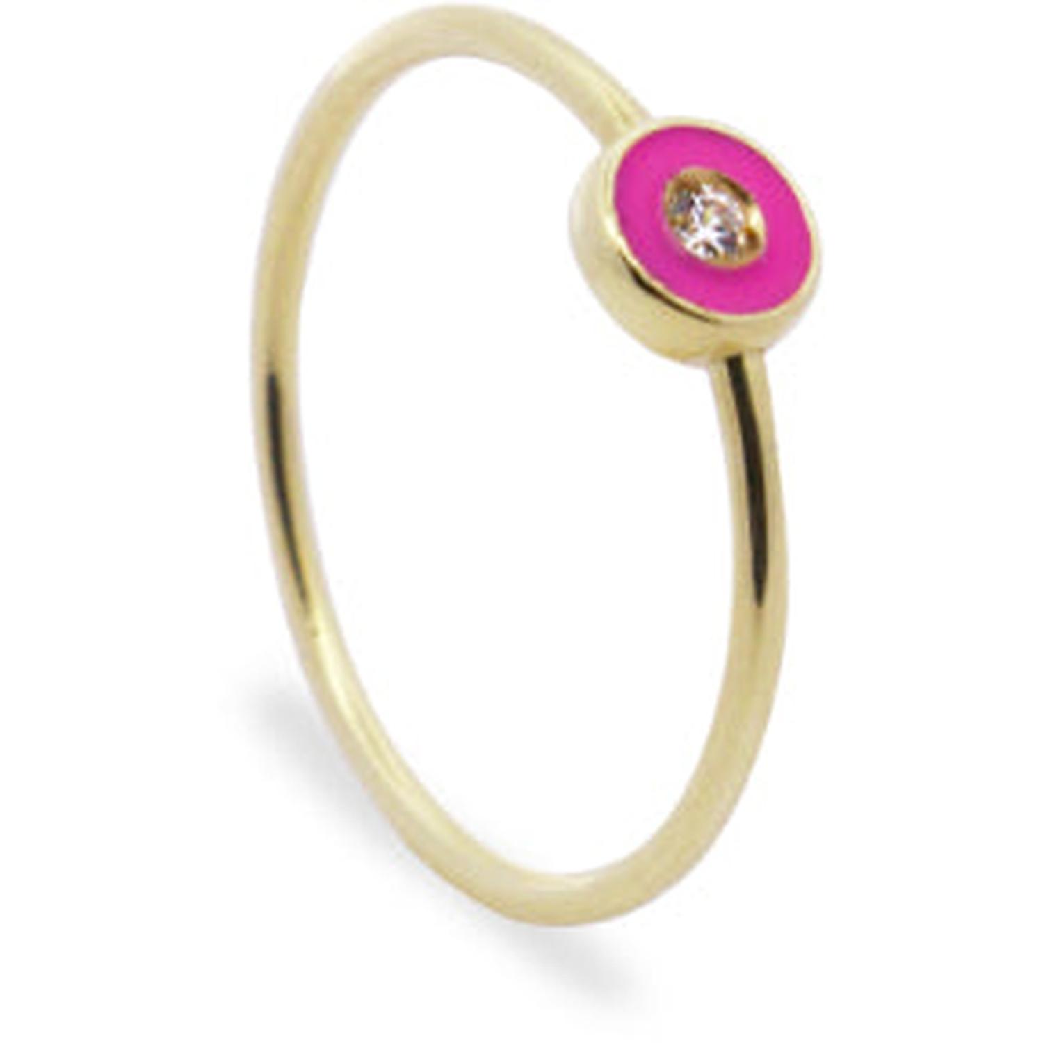 Rue Des Mille - 18KAND06 - Anello fedina Diamond DOT fucsia Fluo e Diamante Lab Grown - ORO18KT