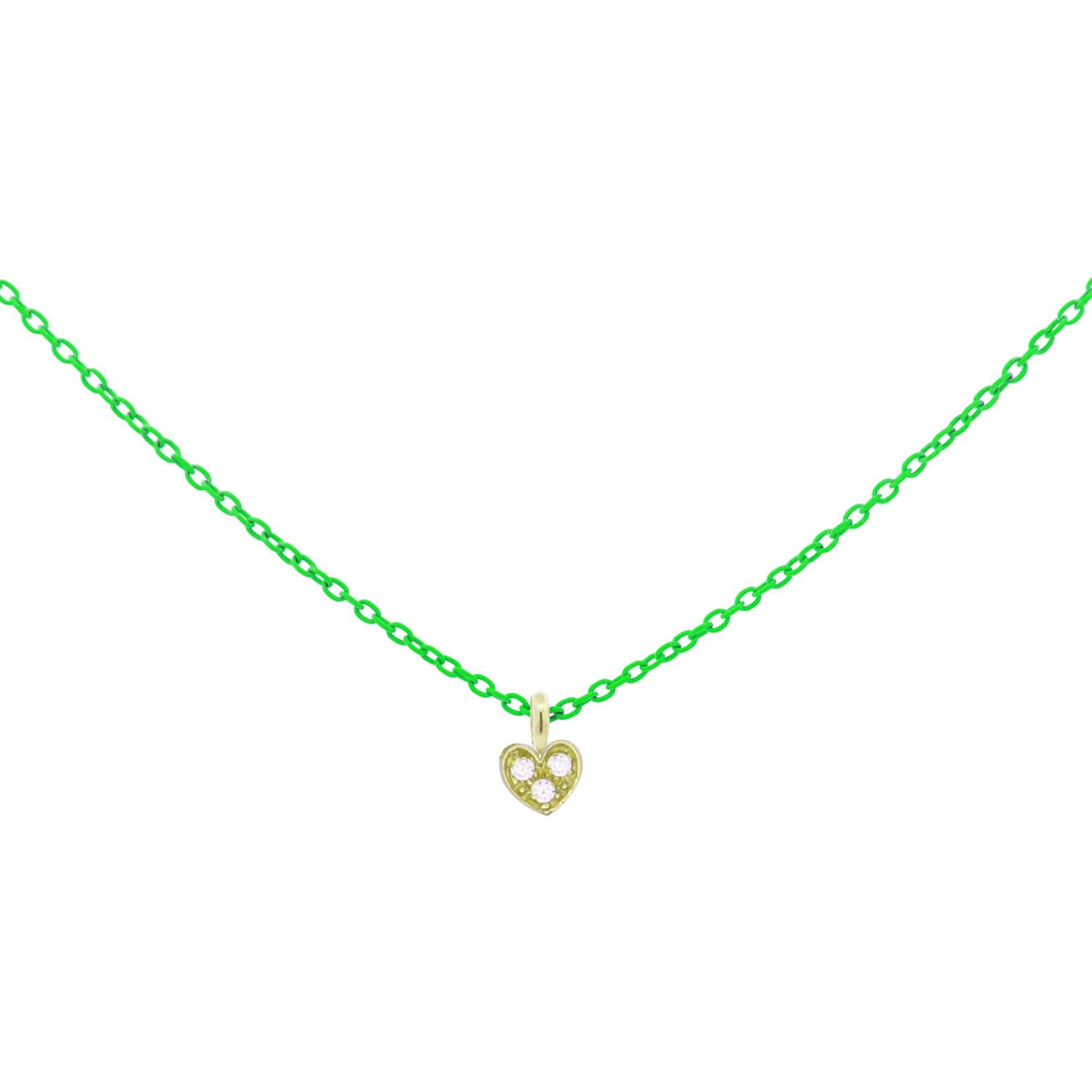 RUE DES MILLE - 18KGRDV05 - Girocollo cuore verde fluo e Diamanti Lab Grown - ORO18KT