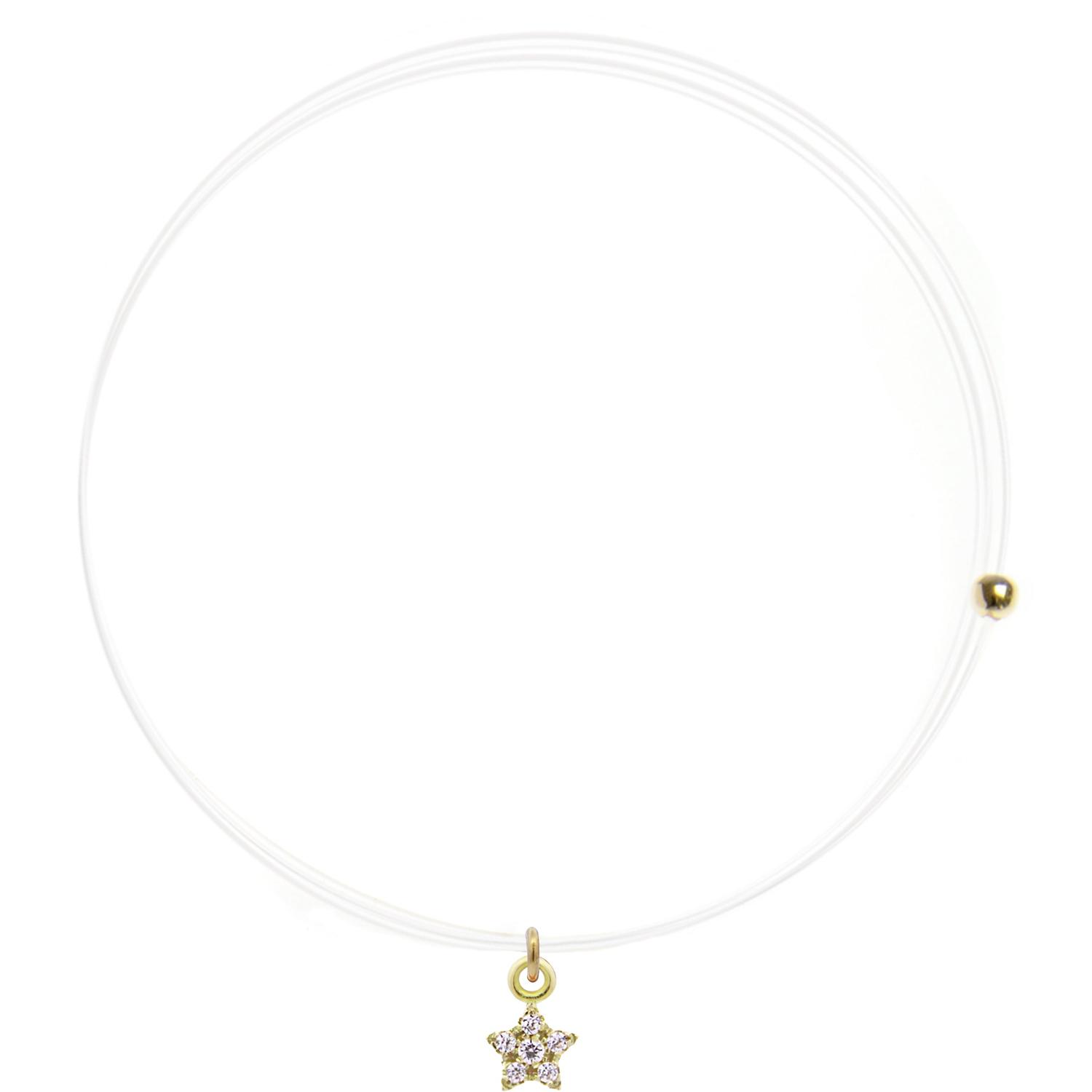 RUE DES MILLE - 18KGRLNZDSTE - Girocollo Lenza con Stella e diamanti di laboratorio - ORO18KT