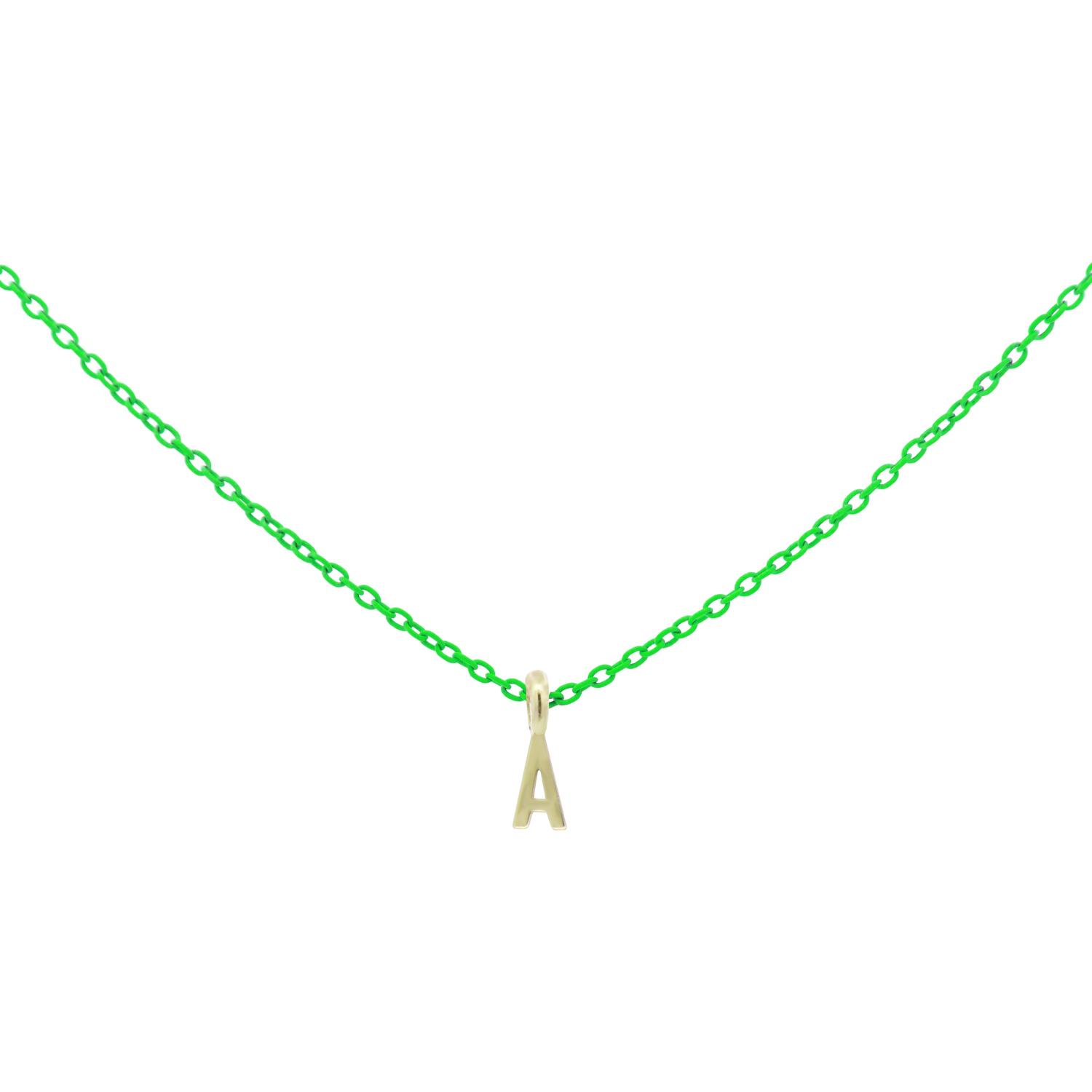 Rue Des Mille - 18KGRV10A - Girocollo lettera Verde fluo - ORO18KT