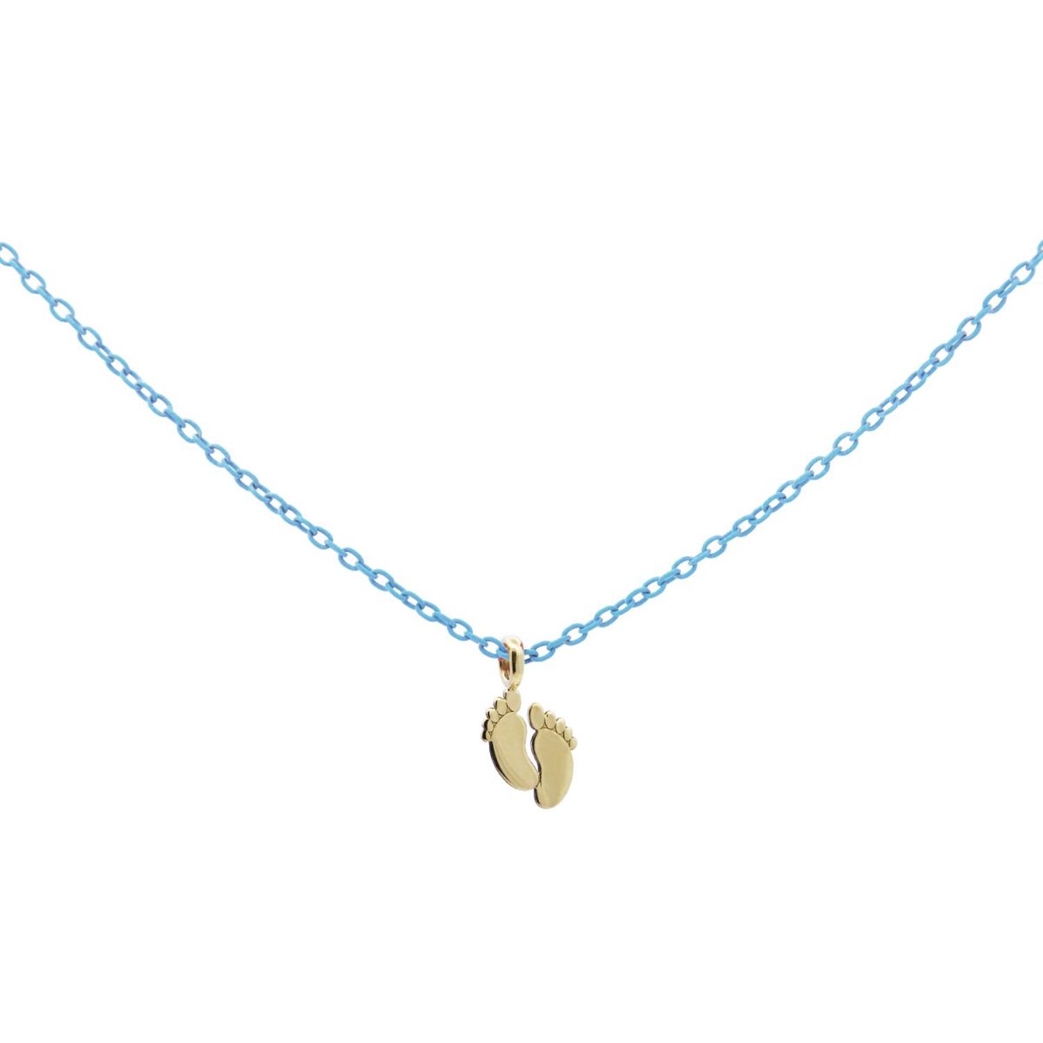Rue Des Mille - 18KGRV17 - Girocollo Baby Feet azzurro pastello - ORO18KT