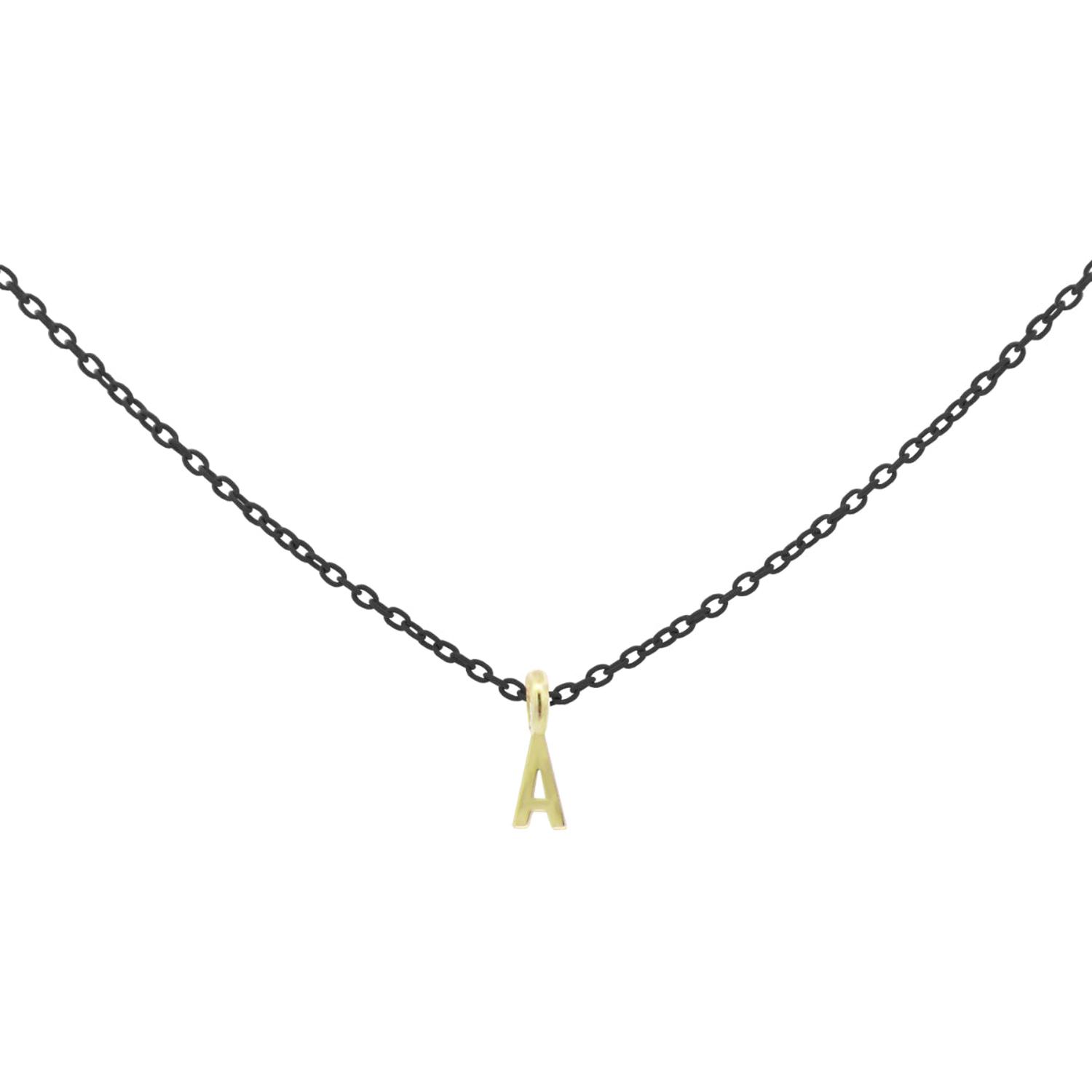 Rue Des Mille - 18KGRVK8INIZA - Girocollo lettera nero - ORO18KT