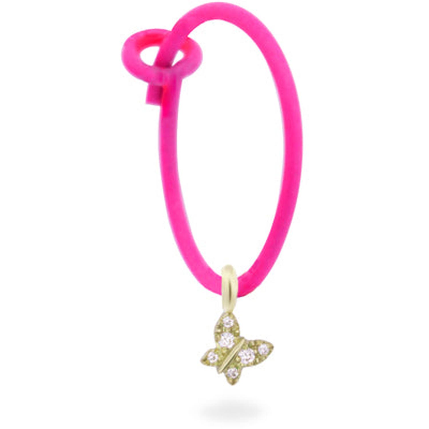 RUE DES MILLE - 18KORDV03 - Mono - orecchino farfalla hoop fucsia fluo e Diamanti Lab Grown - ORO18KT