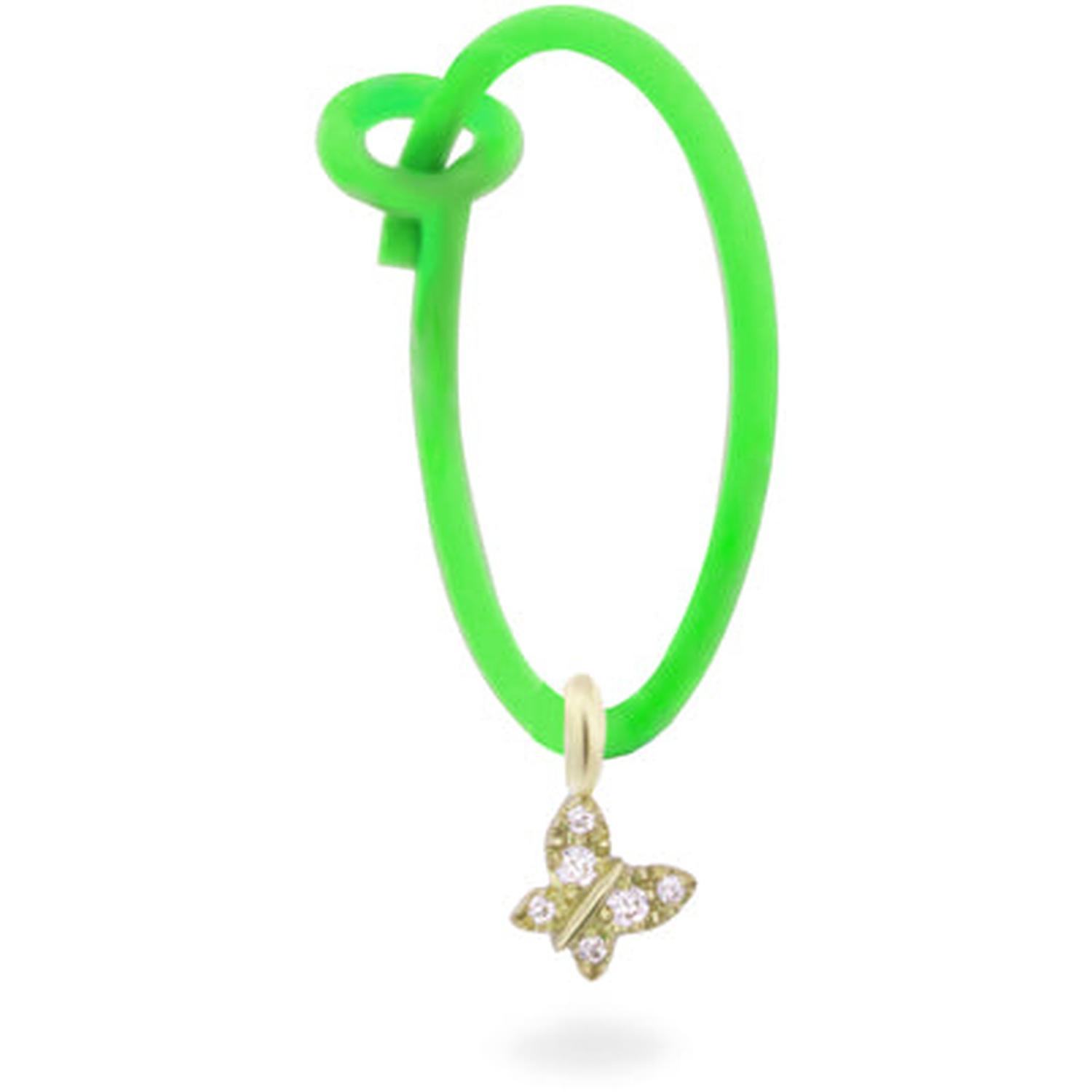 RUE DES MILLE - 18KORDV07 - Mono - orecchino farfalla hoop Verde Fluo e Diamanti Lab Grown - ORO18KT