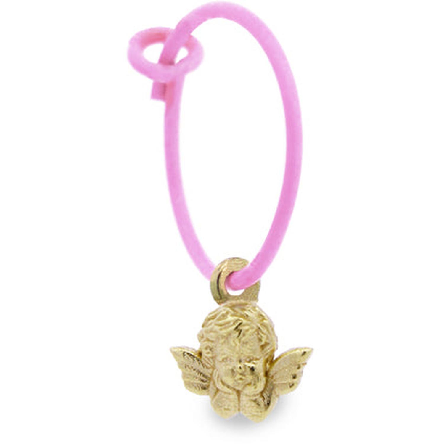 Rue Des Mille - 18KORV13 - Mono-orecchino Angioletto Hoop Rosa pastello - ORO18KT