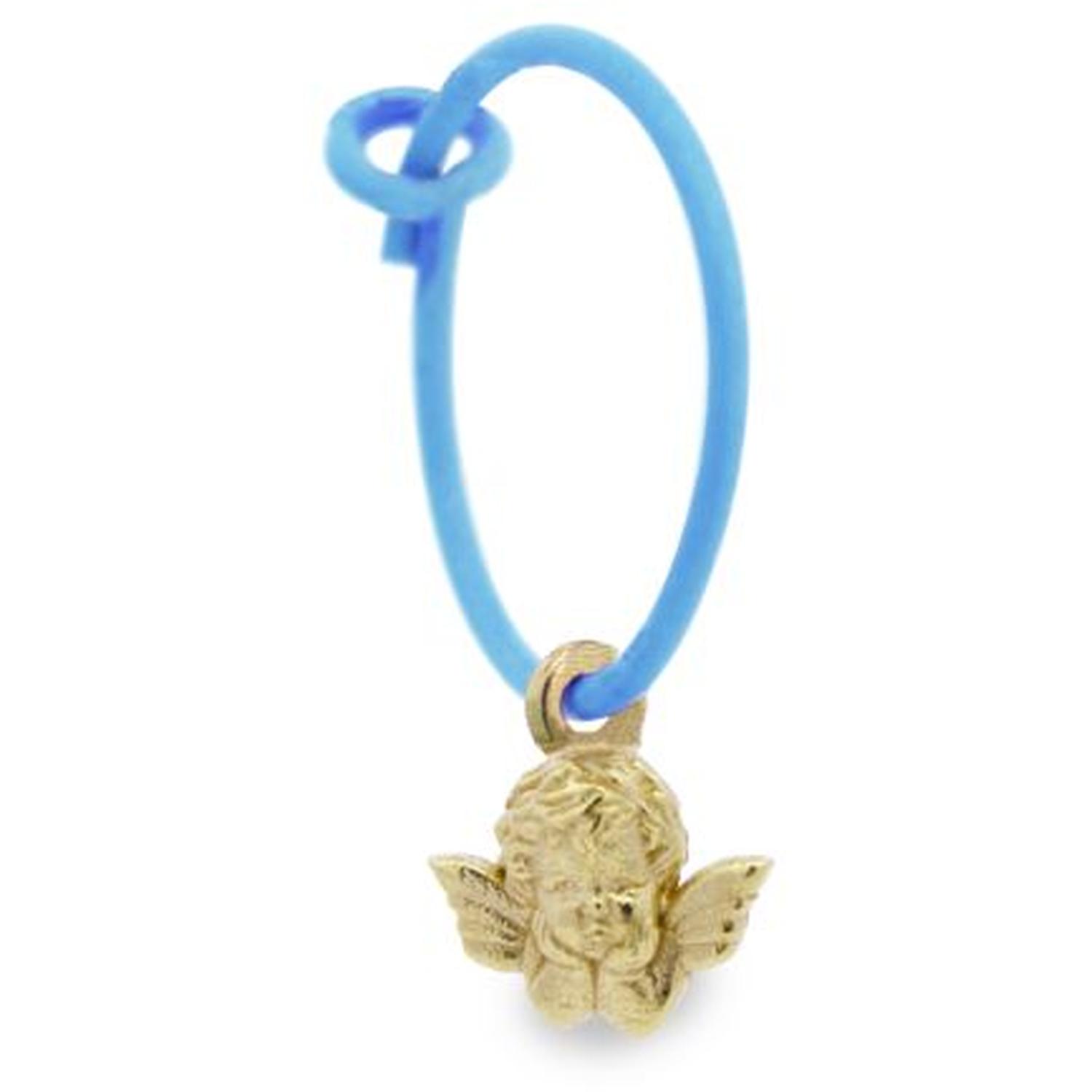 Rue Des Mille - 18KORV14 - Mono-orecchino Angioletto Hoop azzurro pastello - ORO18KT