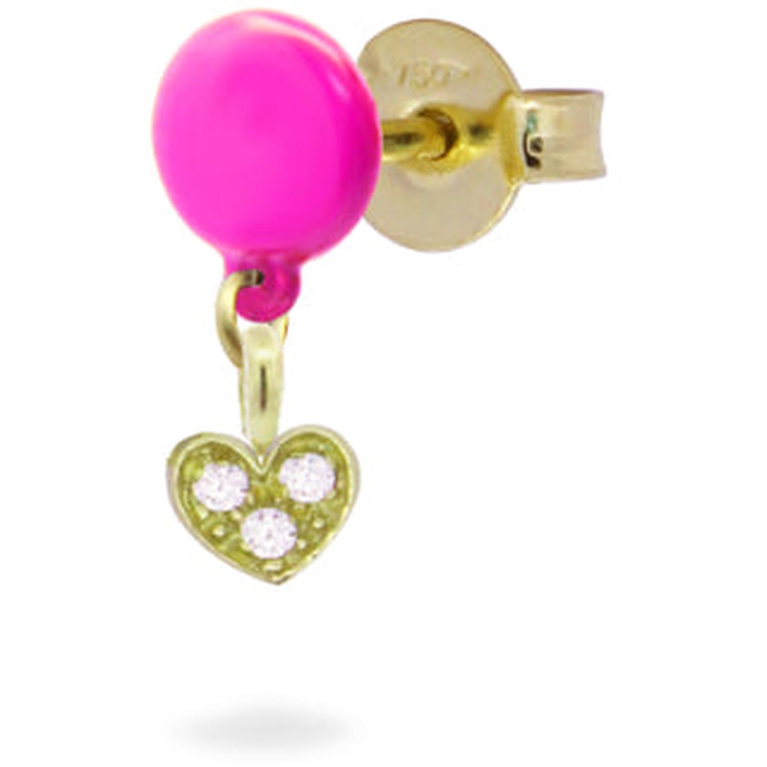 Rue Des Mille - 18KORVK1M2DCUO - Mono-orecchino Cuore bottone Vernice e diamanti di Laboratorio - ORO18KT