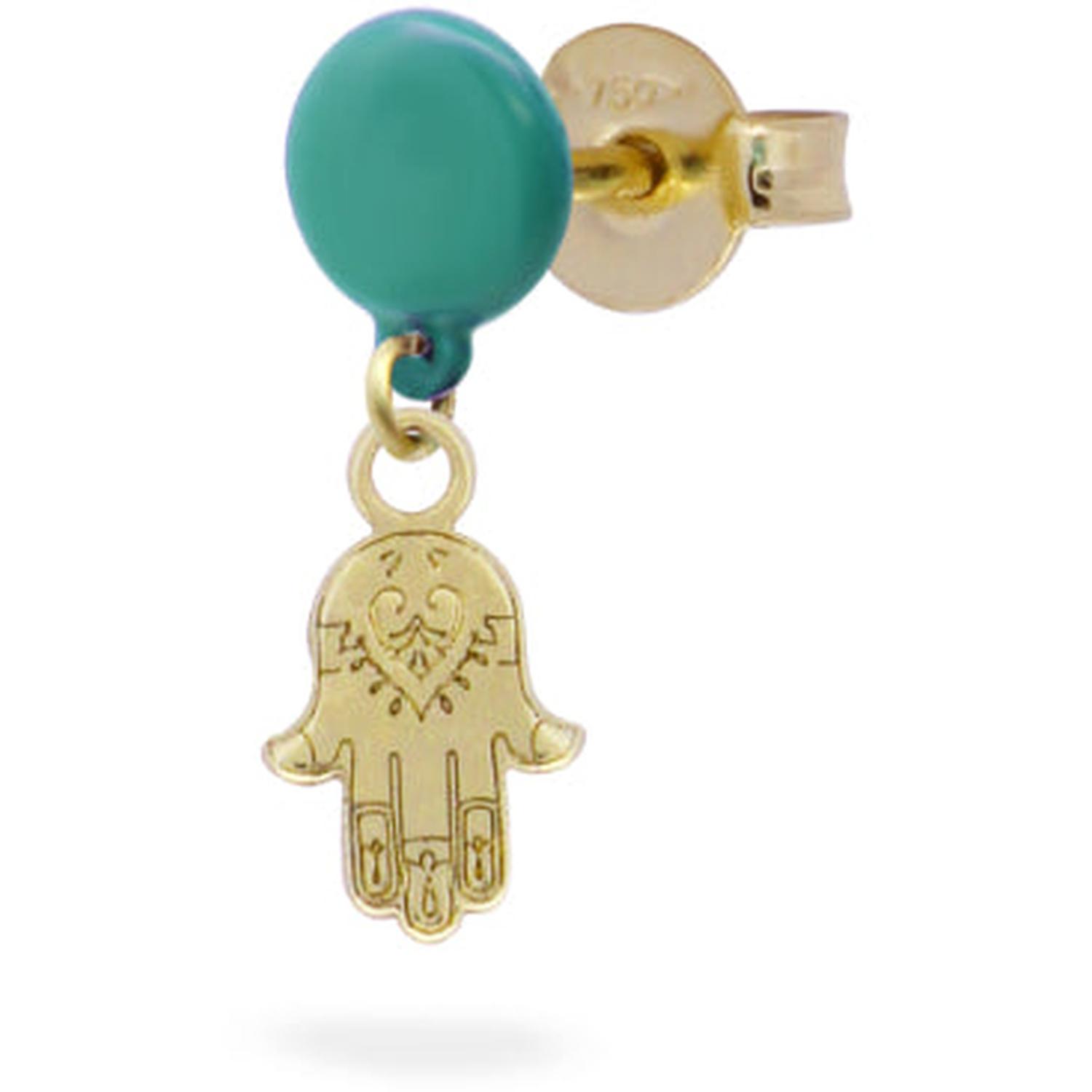 Rue Des Mille - 18KORVK3M2MAN - Mono-orecchino Mano di fatima bottone Vernice - ORO18KT