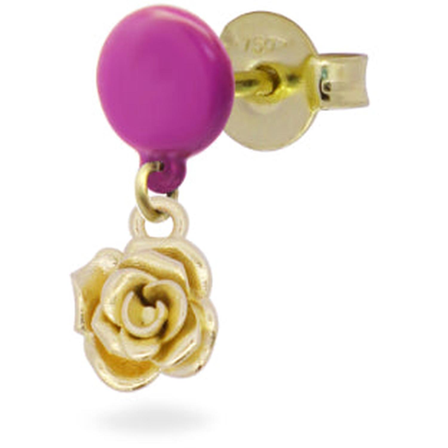 Rue Des Mille - 18KORVK6M2ROS - Mono-orecchino Rosa bottone vernice - ORO18KT