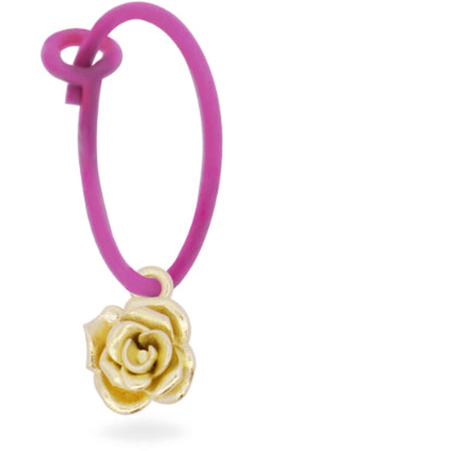 Rue Des Mille - 18KORVK6ROS - Mono-orecchino Rosa Hoop Vernice - ORO18KT