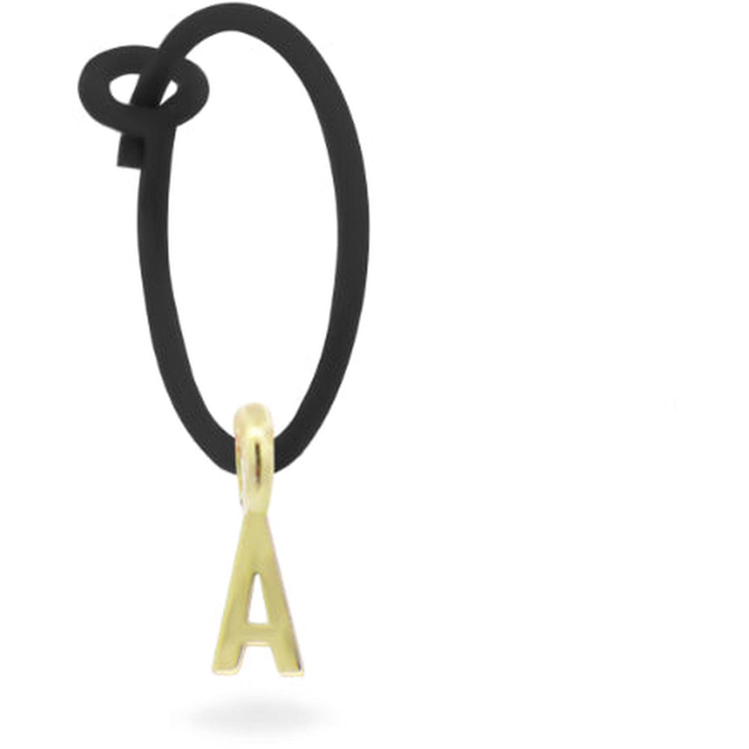 Rue Des Mille - 18KORVK8INIZA - Mono-orecchino con lettera Hoop vernice nero - ORO18KT