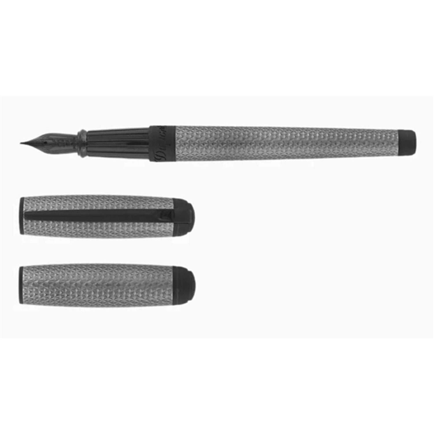 DUPONT - 410002L - S.T. Dupont Line D Large Graphite and Matt Black Lacquered Firehead Guilloche Fountain Pen