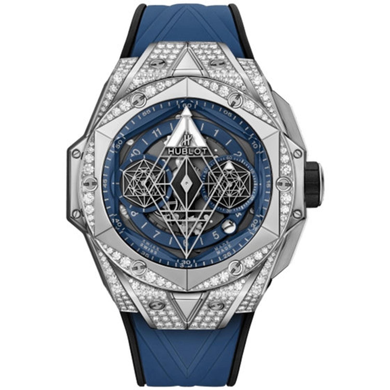 HUBLOT - 418.NX.5107.RX.1604.MXM20 - big bang sang bleu ii titanium blue pavé 45 mm