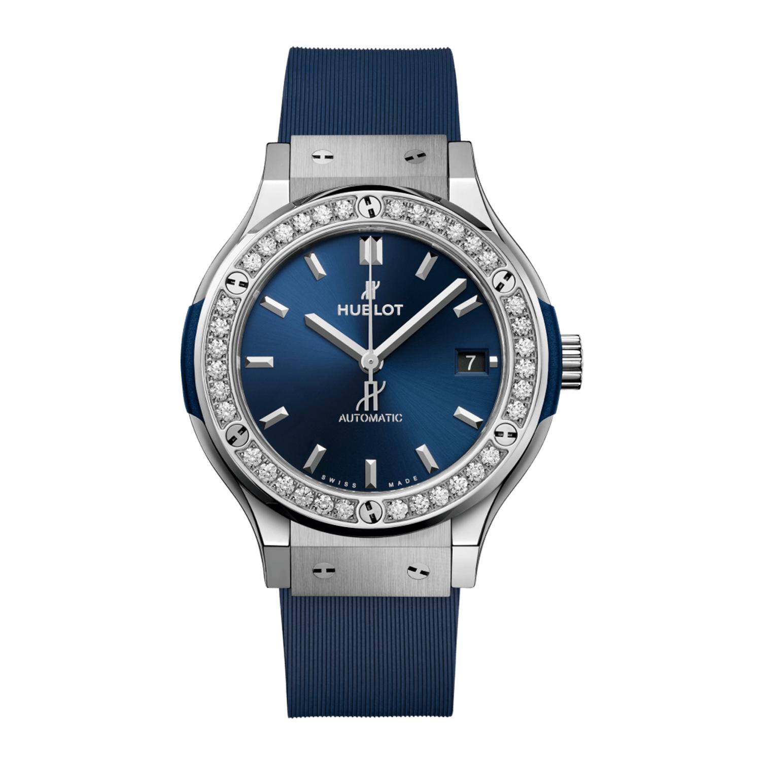 HUBLOT - 565.NX.7170.RX.1204 - CLASSIC FUSION TITANIUM BLUE DIAMONDS 38 MM