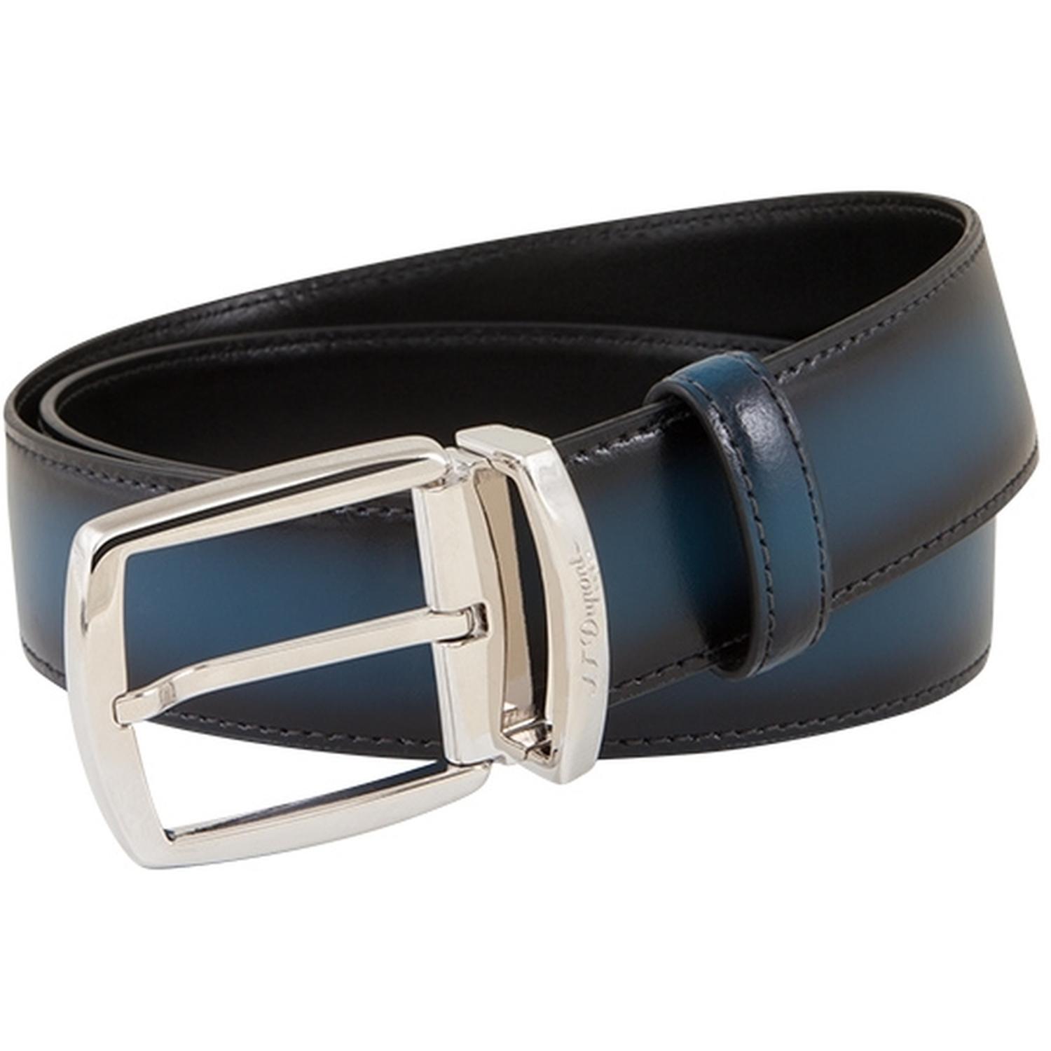 DUPONT - 7650410 - Shaded Blue and Palladium Leather Belt