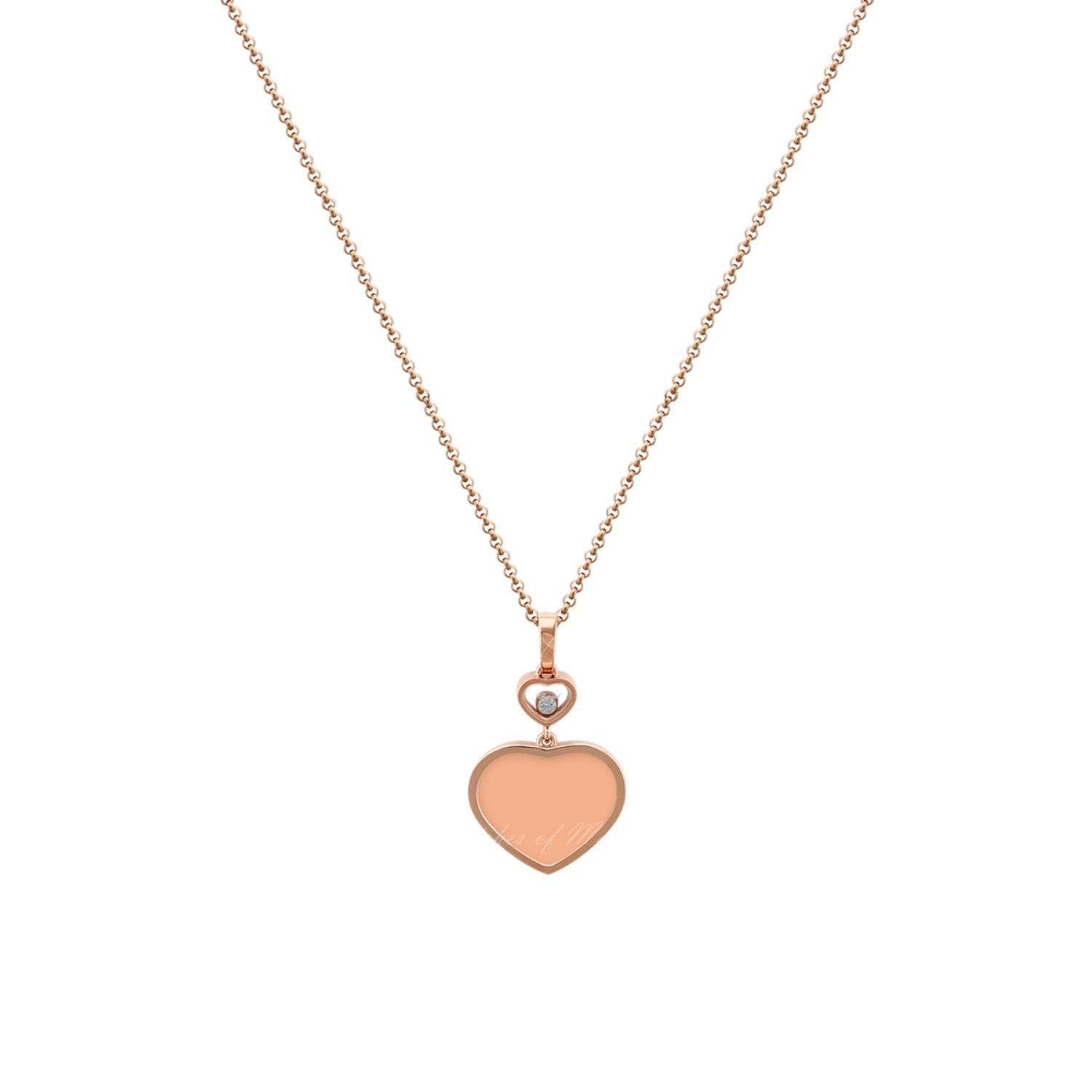 CHOPARD - Happy Hearts Rose Gold Rose Stone Pendant 797482-5601