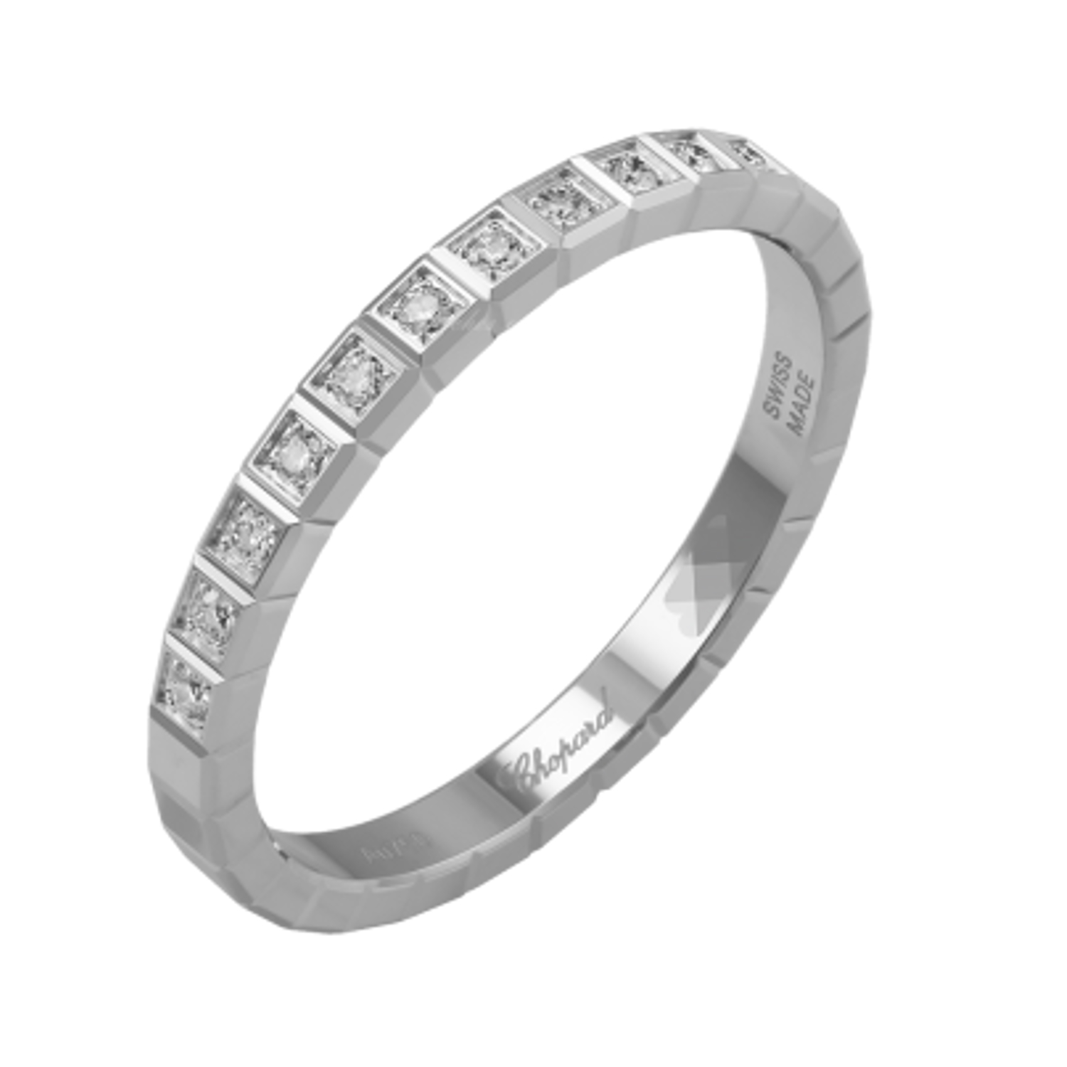 CHOPARD - 827702-1256 - Chopard Ice Cube White Gold Diamond Half-Paved Ring