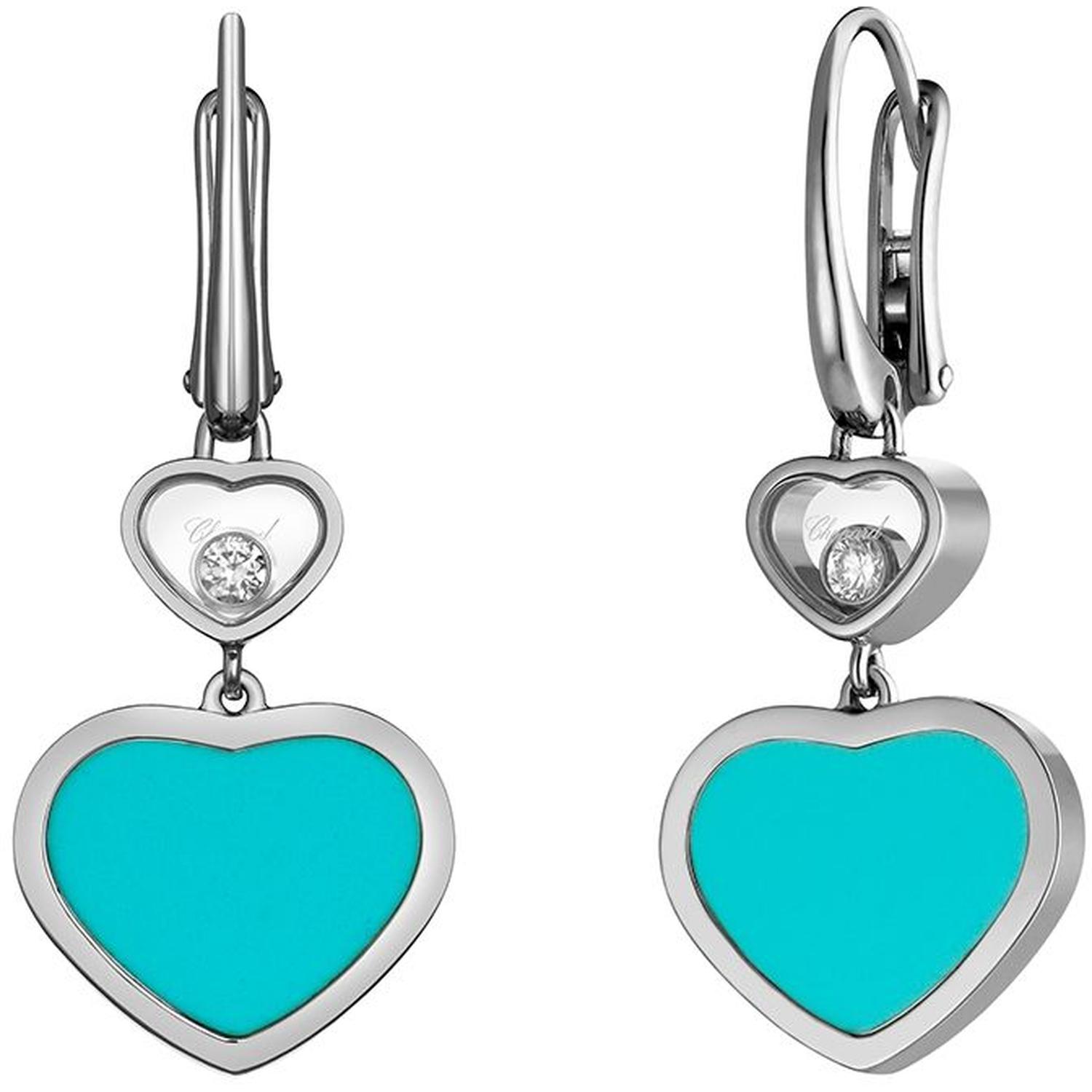 CHOPARD - Happy Hearts White Gold Turquoise Earrings 837482-1410