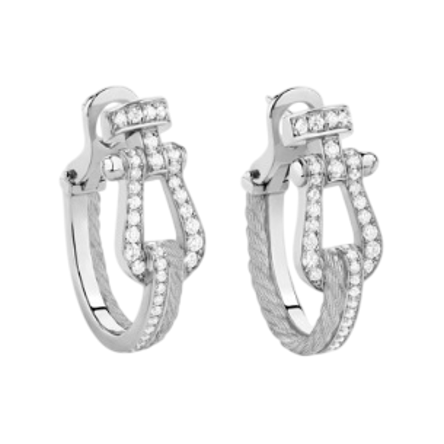 FRED - 8B0353 - Orecchini Force 10 Rise modello grande oro bianco 18k pavé di diamanti