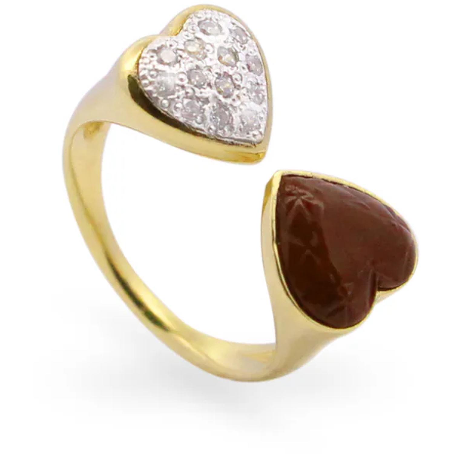 Rue Des Mille - ANZ025M2CUOMAU - Anello double cuore choco - BON BON
