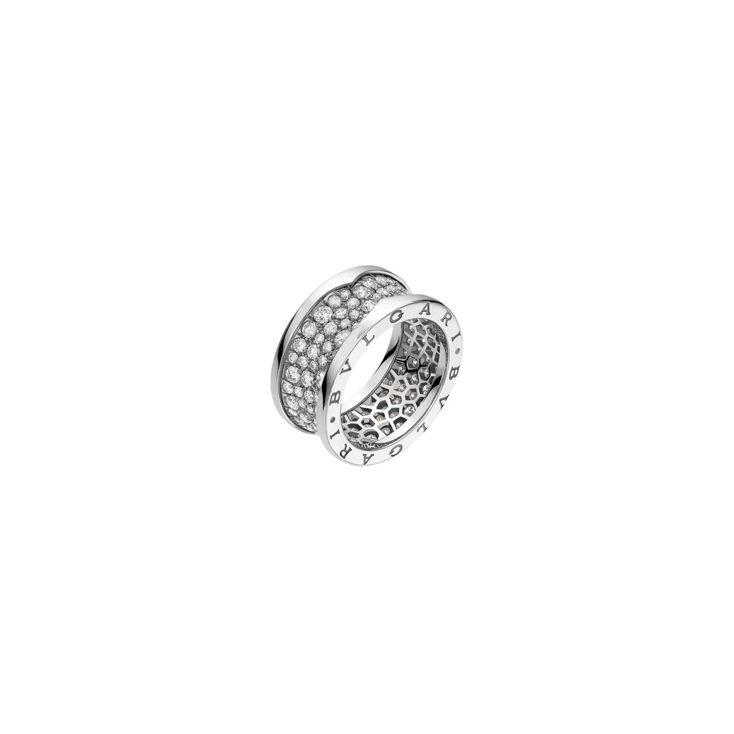Bulgari - AN855552 - Anello B.zero1 in oro bianco 18 kt con pavé di diamanti lungo la spirale.