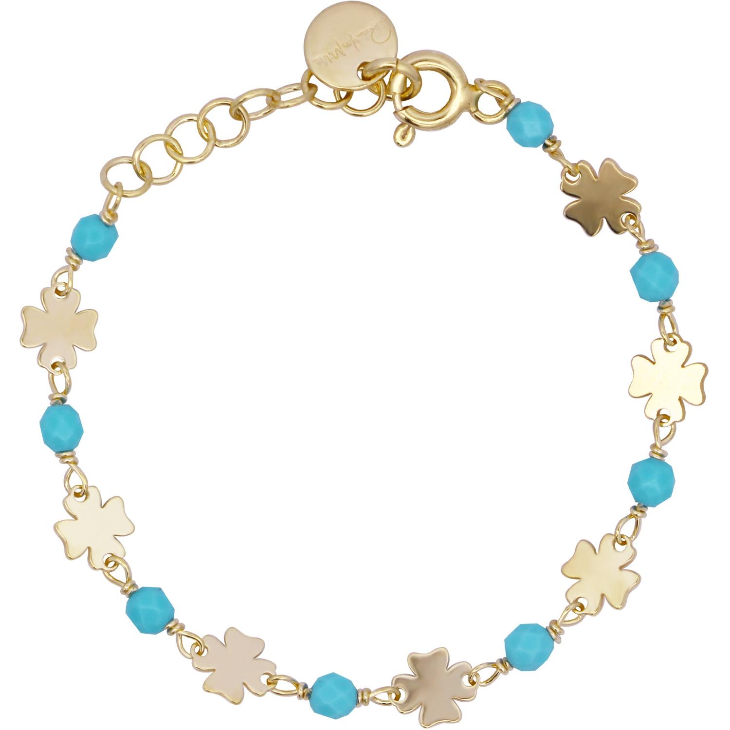 RUE DES MILLE - BR016BM4AU - Braccialetto incatenato Quadrifogli Pietre Turchese Bambino - Io&Ro