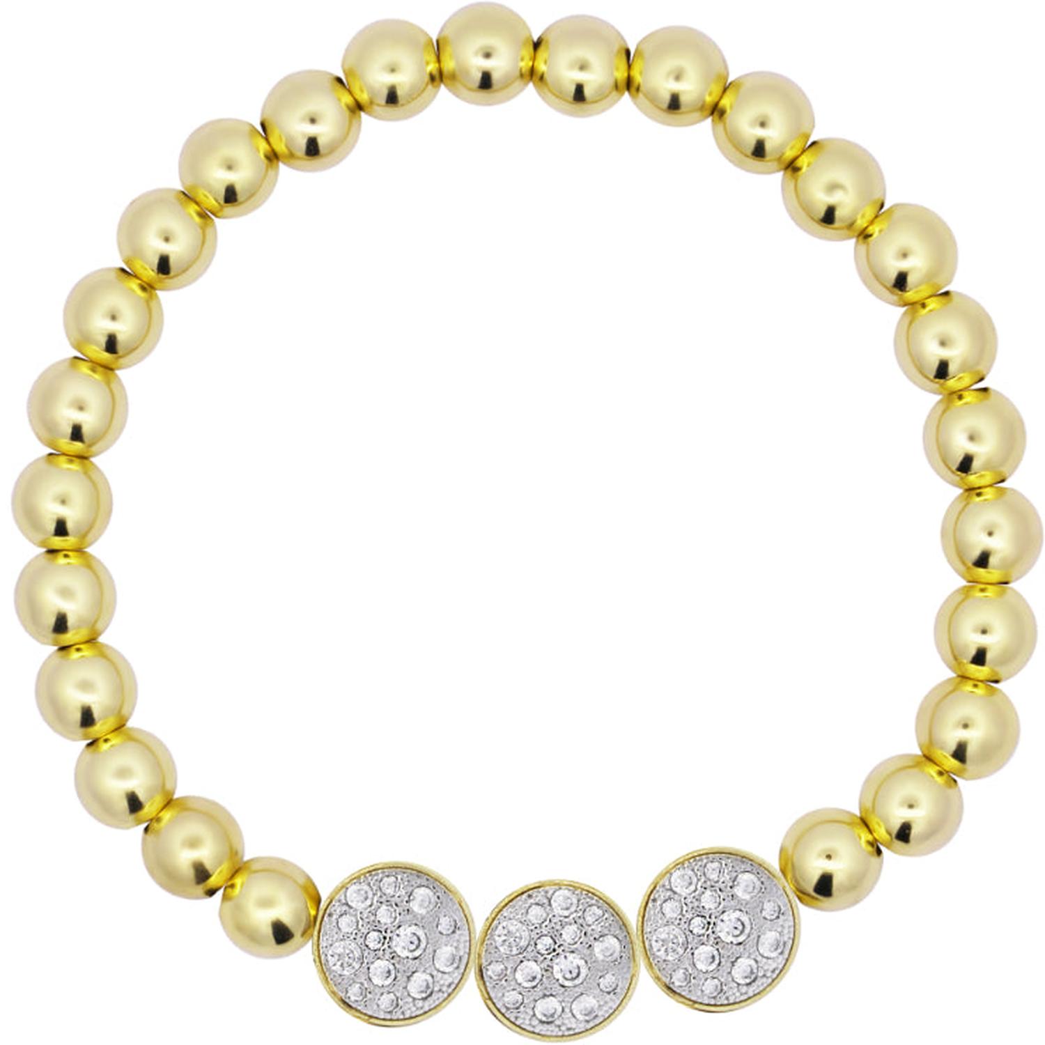 Rue Des Mille - BRZ018LUXAU - Bracciale elastico pallini e 3 cerchi pavè di zirconi - STARDUST TEN