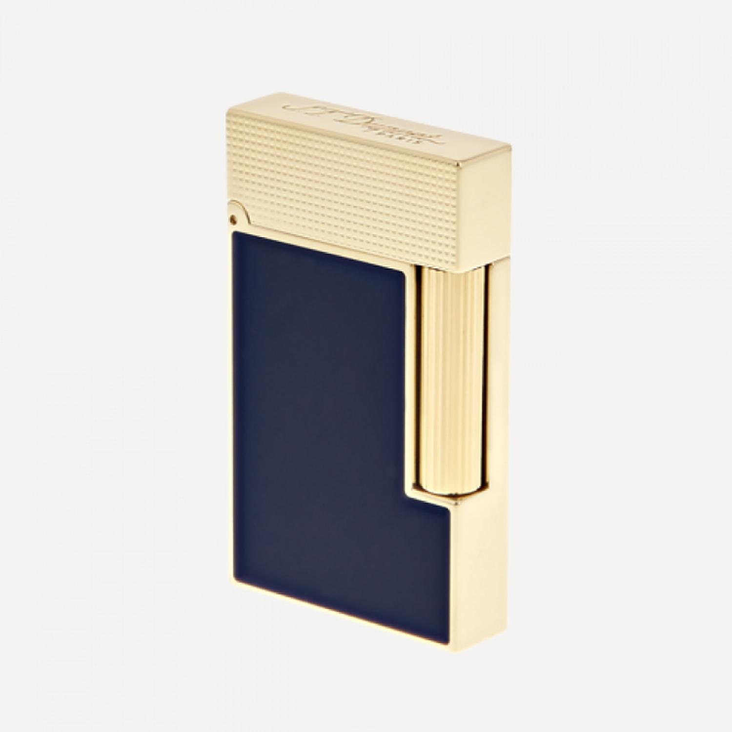 DUPONT - C16457 - Ligne 2 blue lacquer and yellow gold lighter - S.T.