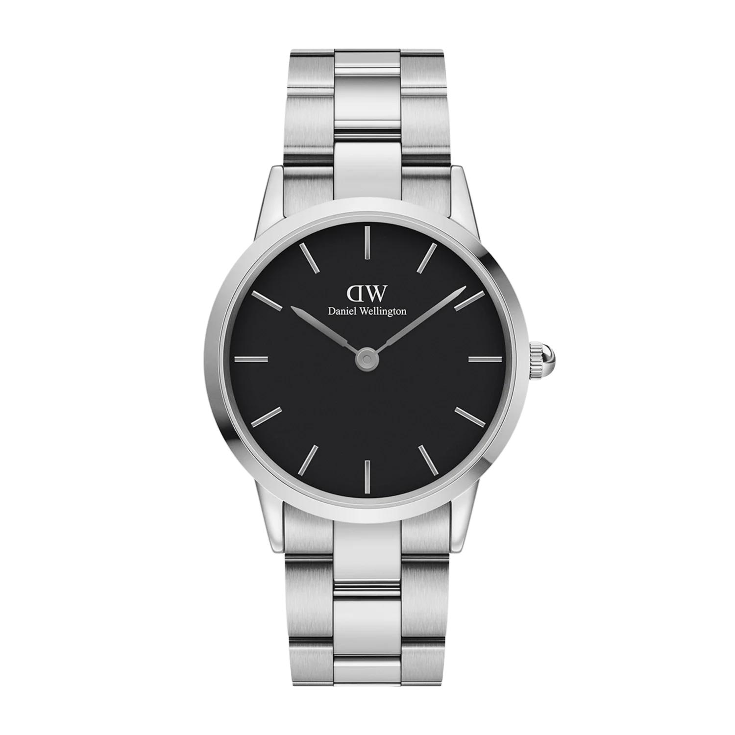 DANIEL WELLINGTON - DW00100208 - Orologi - Iconic Link 36mm in argento e nero - DW
