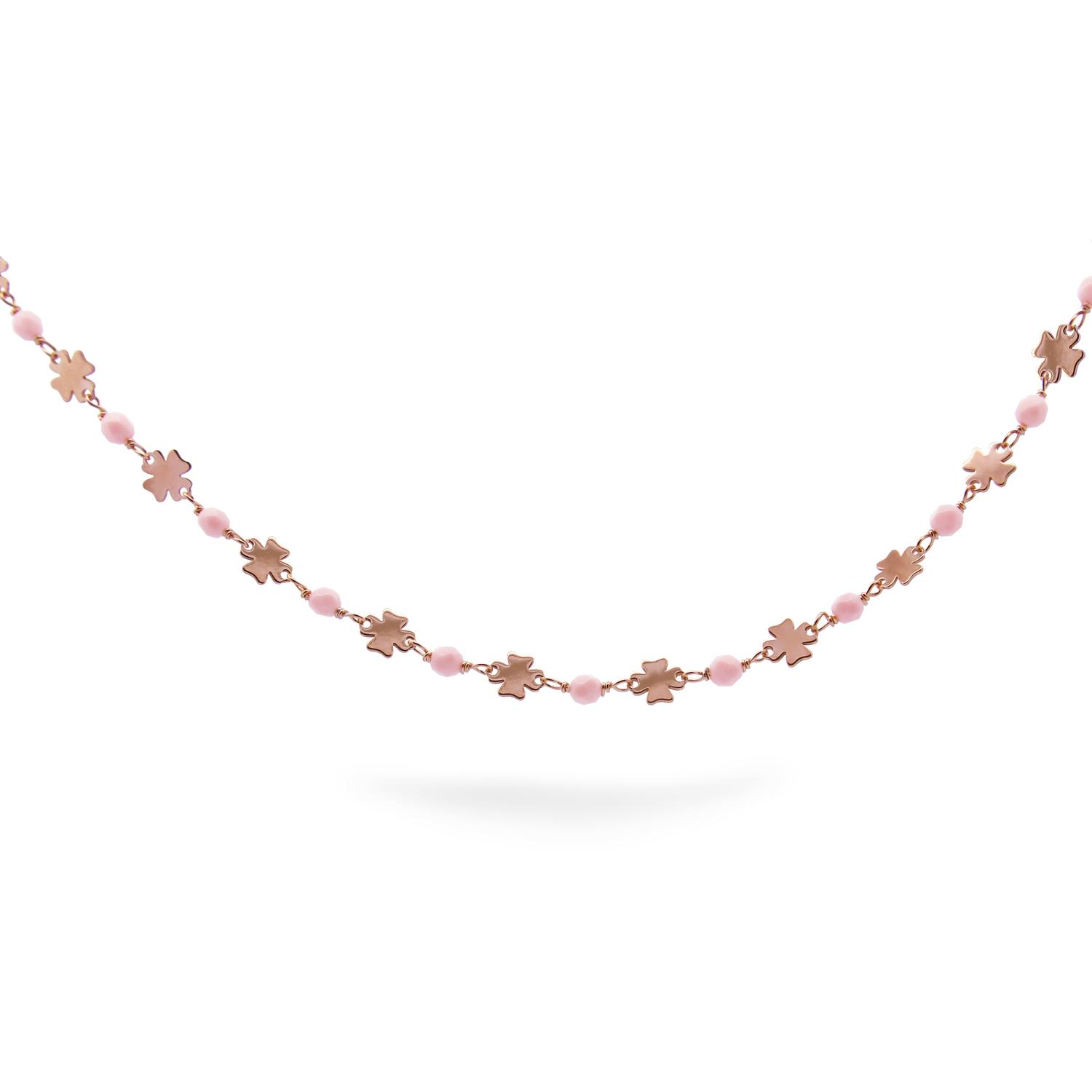 Rue Des Mille - GR016AM4 - Girocollo incatenato Quadrifogli Pietre Rosa Adulto - Io&Ro