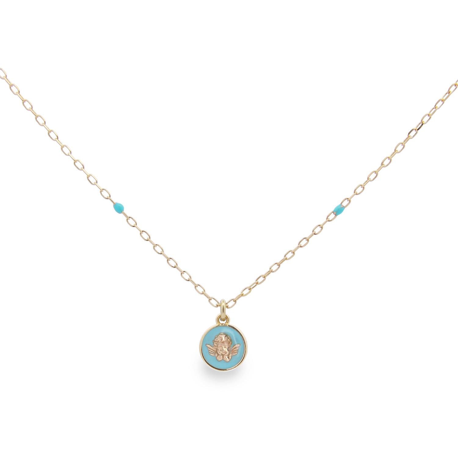 RUE DES MILLE - GR016AM5AU - Girocollo Angioletto smalto turchese - Io&Ro