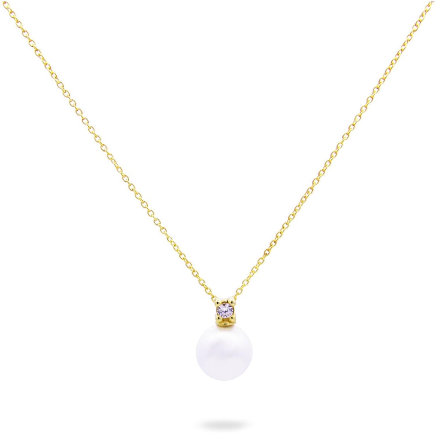 Rue Des Mille - GR019M1AU - Girocollo perla centrale e castone - WHITESIDE