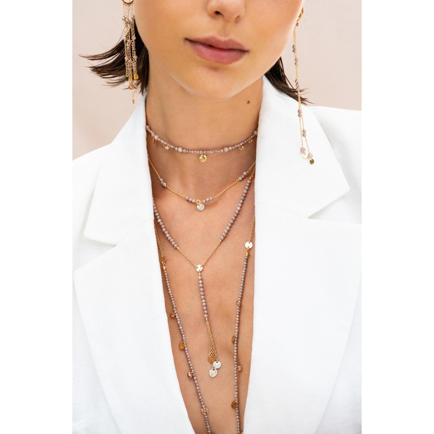 RUE DES MILLE - GR031M3MAU - Collana rosario con Pepite di Zirconi Milky Fumé