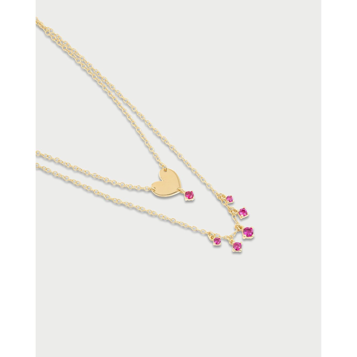 RUE DES MILLE - GRZ024M4CUORH - Girocollo double cuore e punti luce pendenti Rodio