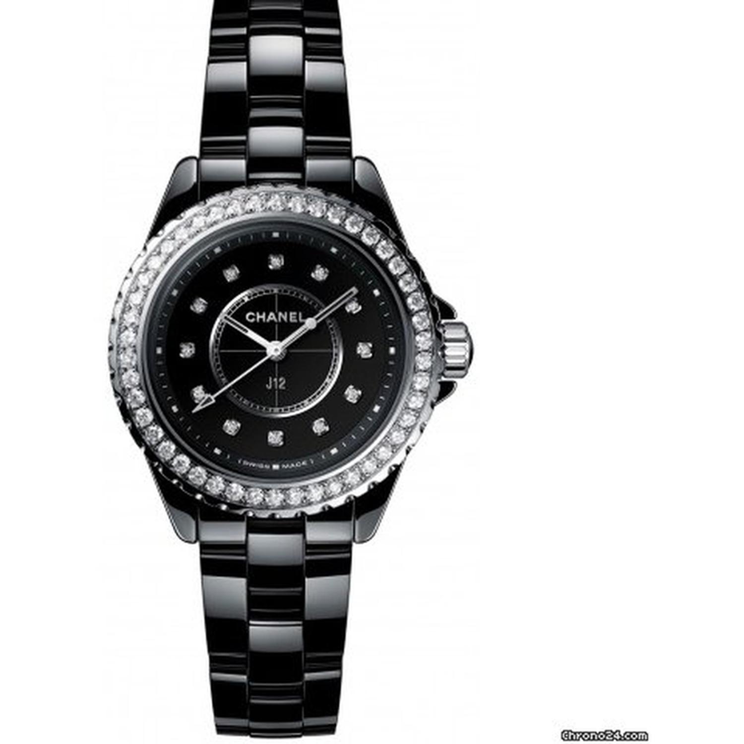 CHANEL - Donna - H6419 - Chanel J12 Quarz - 33 mm - H6419 - Black Ceramic + Diamonds
