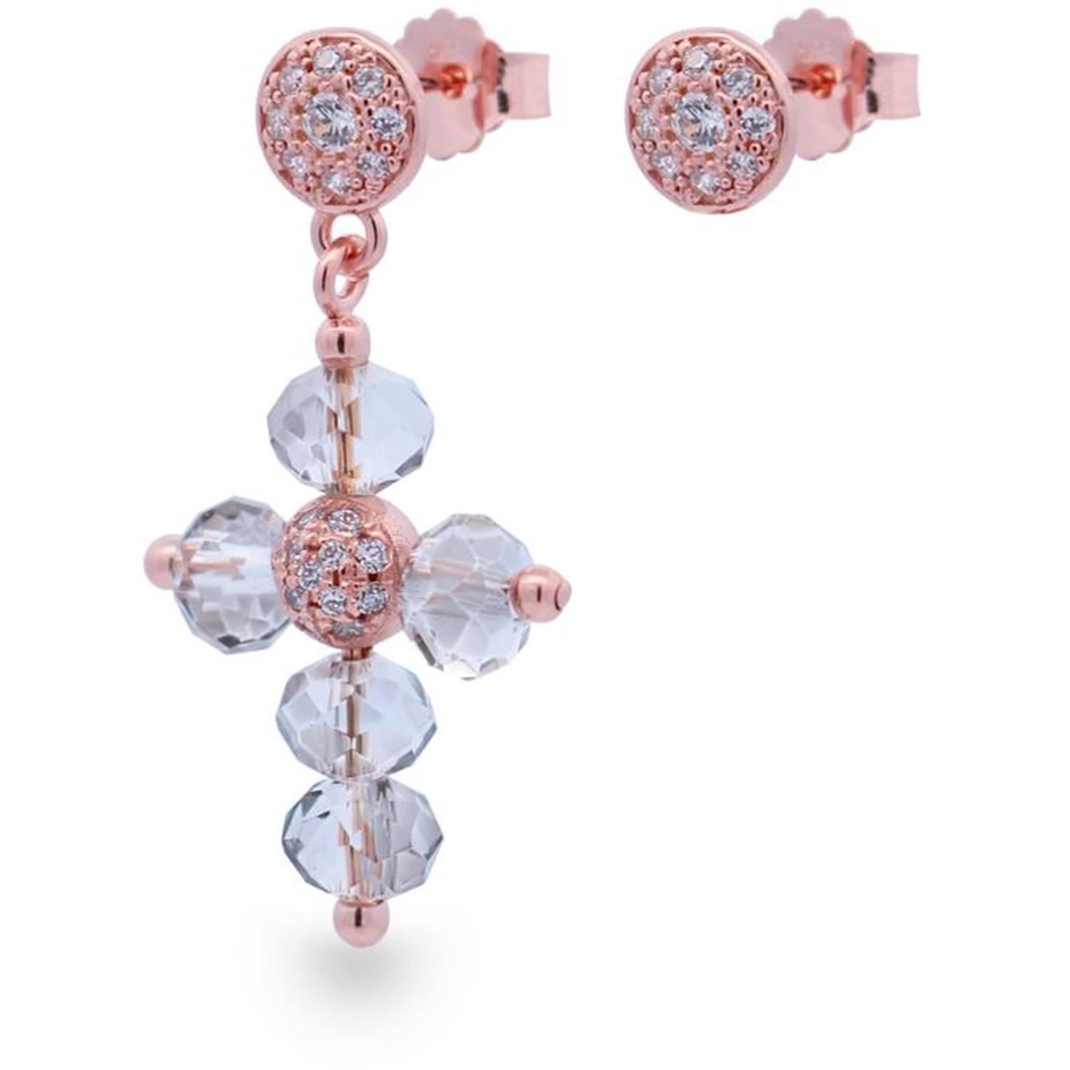 Rue Des Mille - OR015M2 - Orecchino croce Crystal Cross grigio fumè - Crystal Rainbow