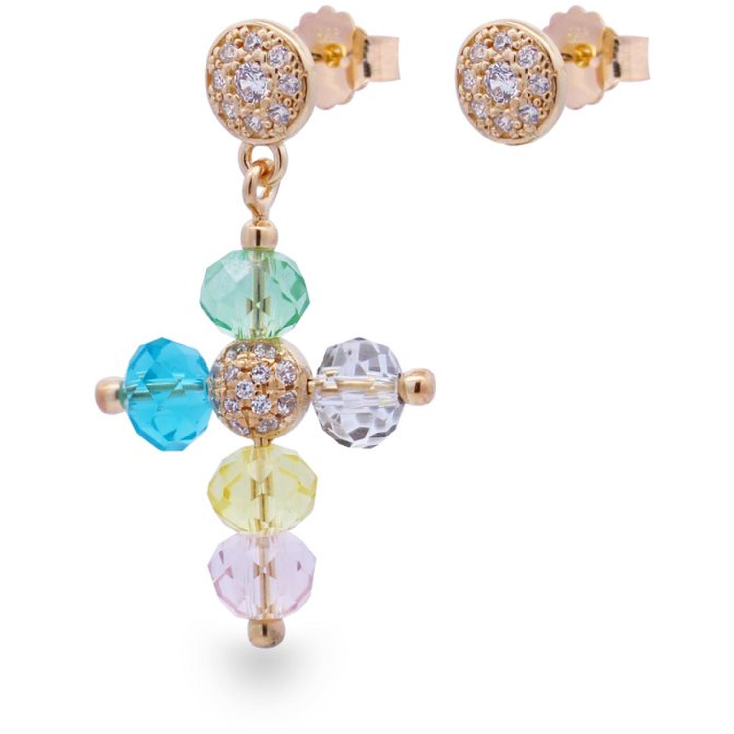Rue Des Mille - OR015M3AU - Orecchino croce Crystal Cross multicolor - Crystal Rainbow