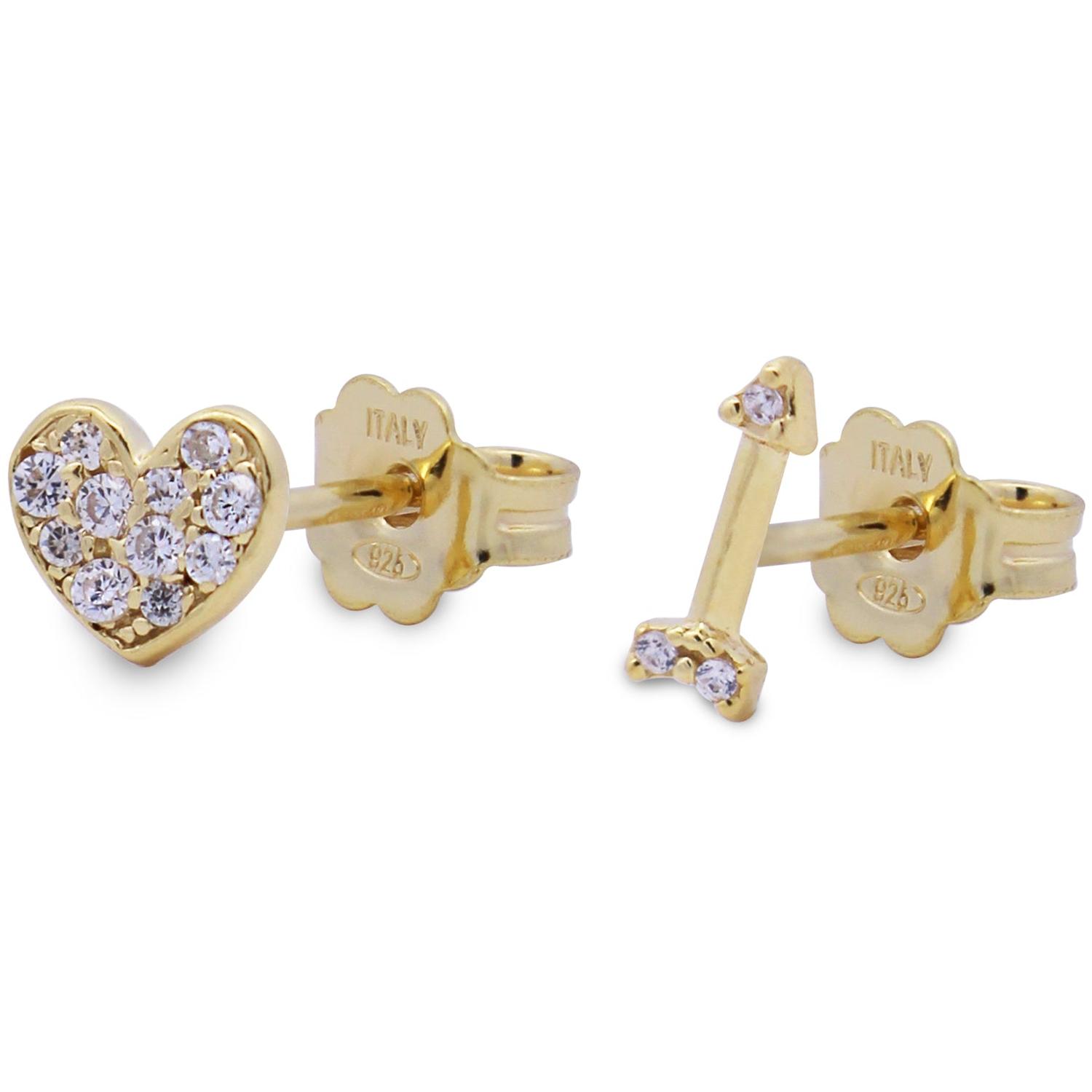 Rue Des Mille - ORZLOBMICC3AU - Orecchini Lobo con Zirconi Cuore/Freccia