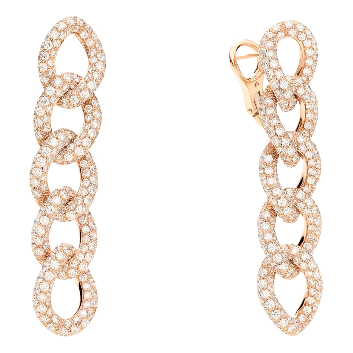 POMELLATO - POC1012_O7000 - Orecchini Catene in oro rosa 750 con 564 diamanti (10,5 carati)