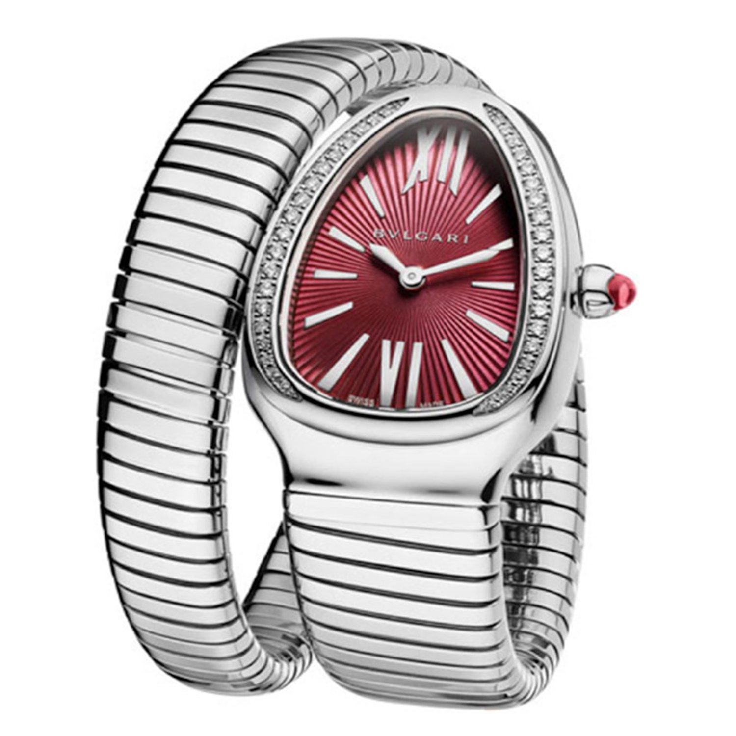 Bulgari Serpenti Steel Diamonds Tubogas Quartz Ladies Watch SP35C7SDS.1T