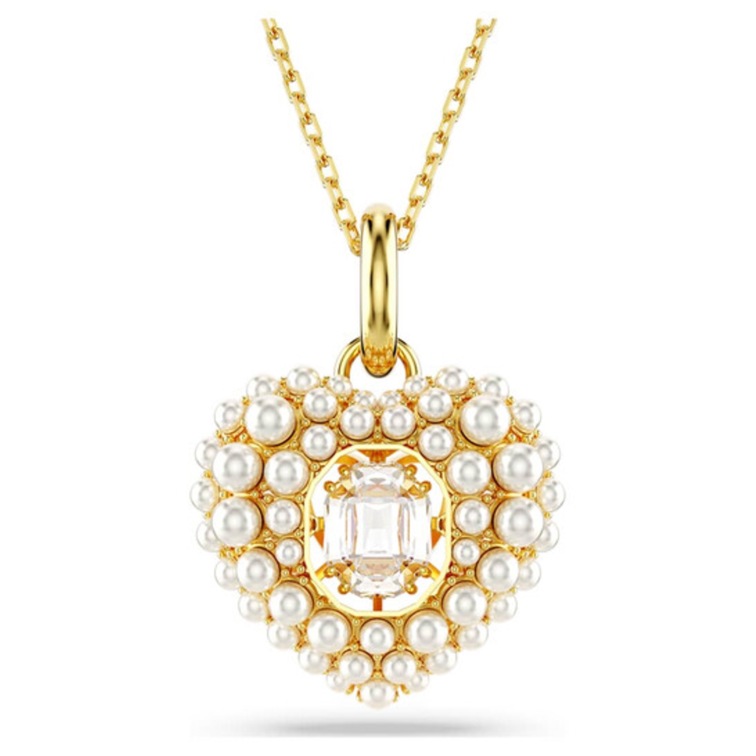 SWAROVSKI - SW5680399 - Ciondolo Hyperbola Cuore Oro Cristallo Lucido Perla Bianca
