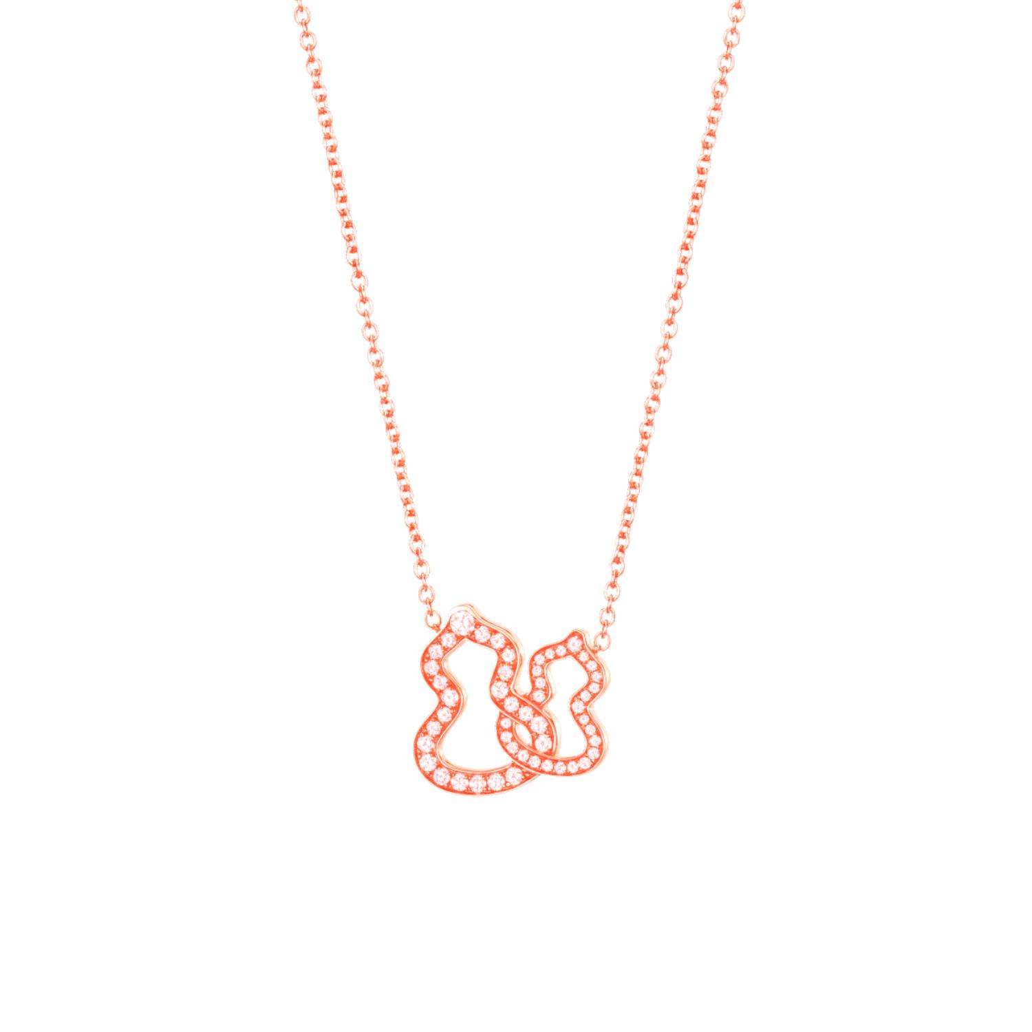 Qeelin - W2N30ALRGDI - Collana Double Wulu in oro rosa 18 carati con diamanti